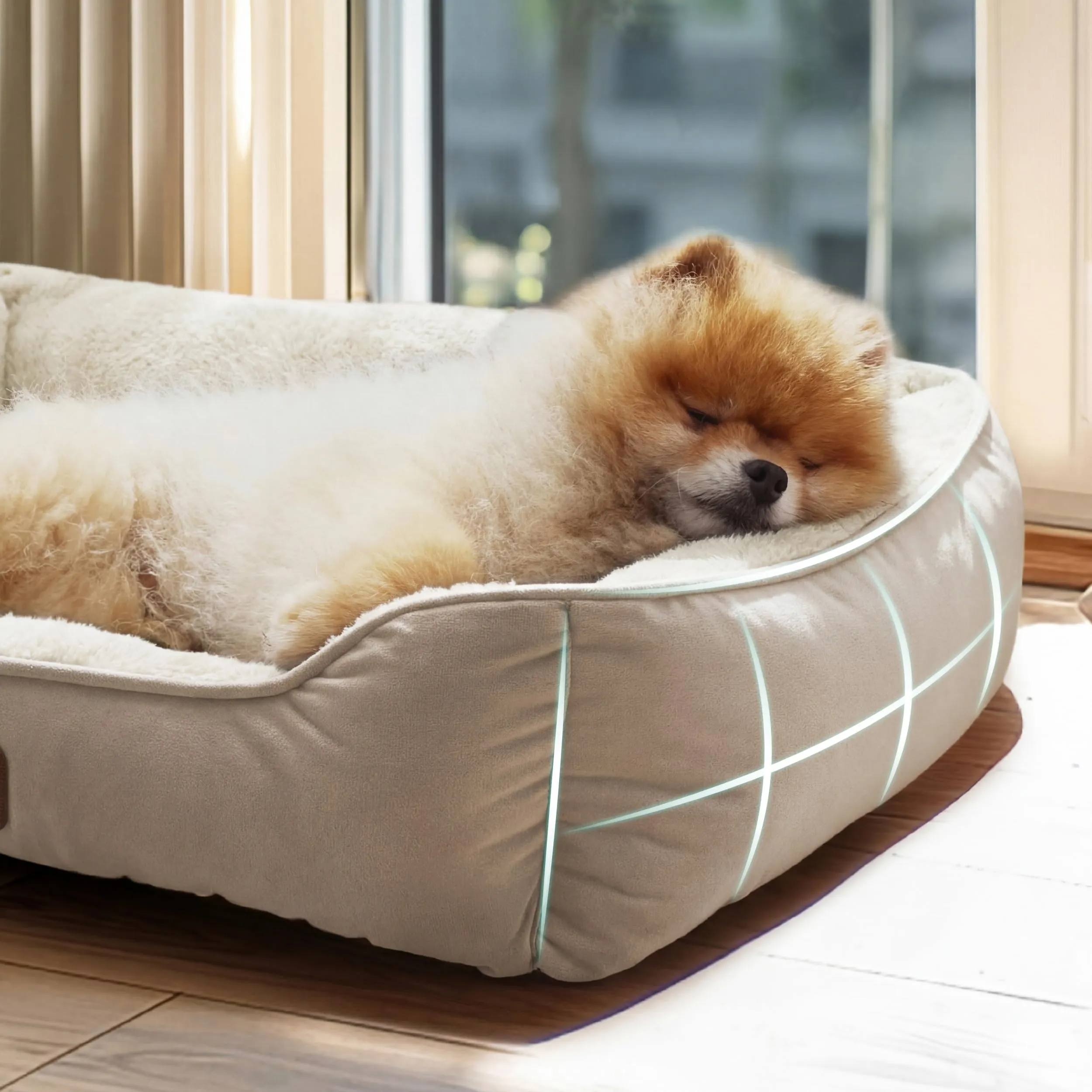 Bedsure Cuccia Rettangolare per Cani e Gatti, Lavabile con Fondo Antiscivolo, 63,5 x 53 cm, Cammello - immagine 3
