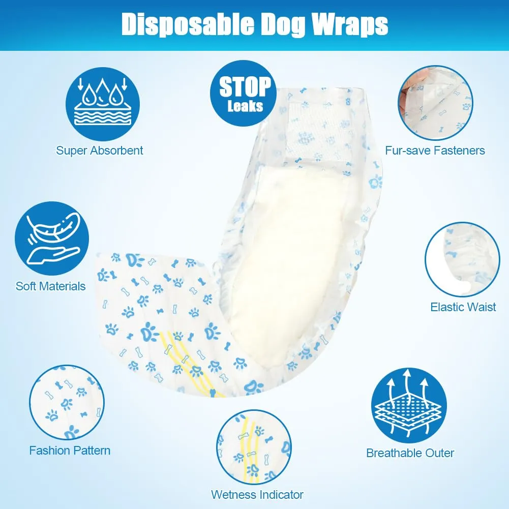 AUYAO Pannolini Monouso per Cani con Indicatore di Umidità e Patch Adesiva, L, Confezione da 20 - immagine 3