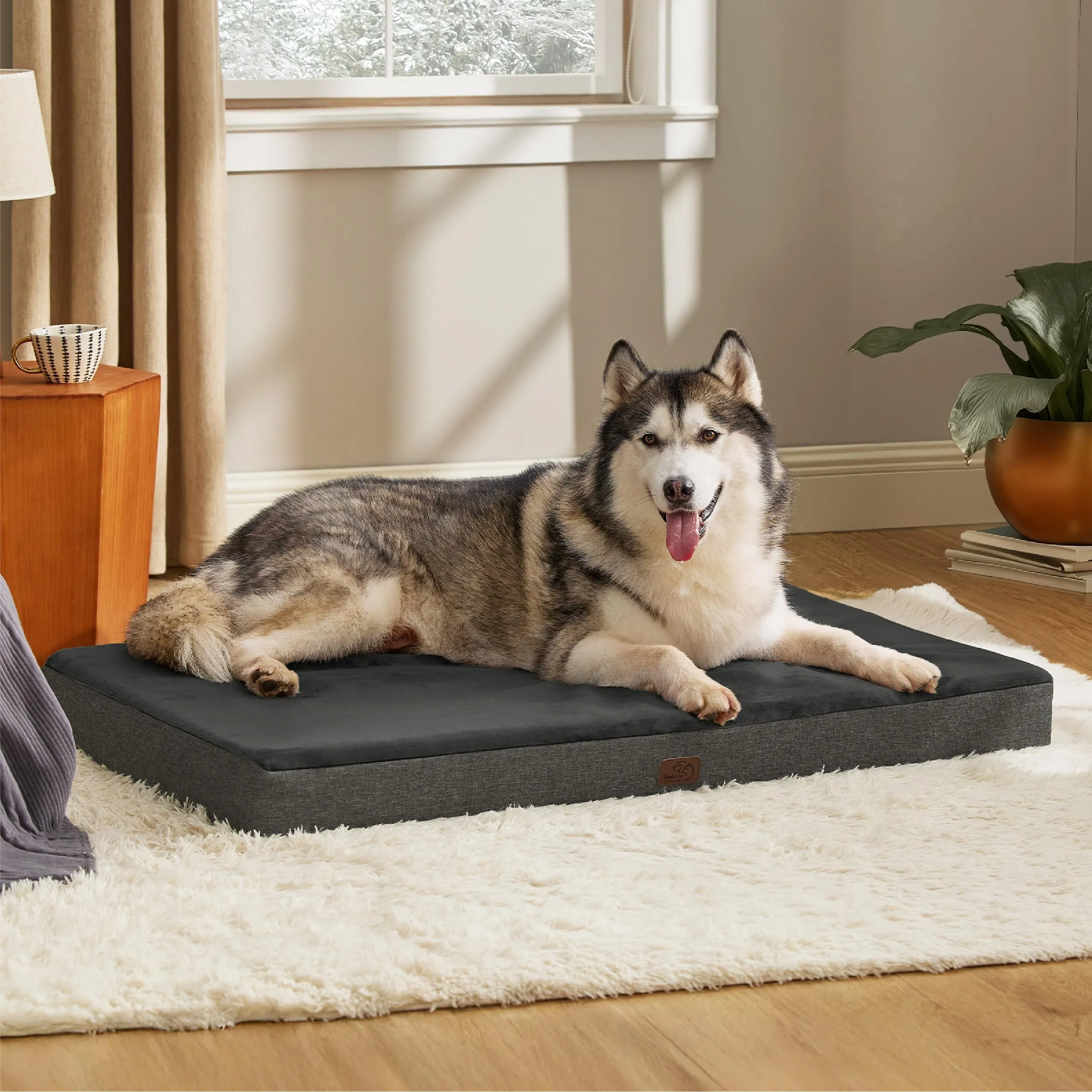 Bedsure Cuscino Per Cani Ortopedico, 120x74 cm, Grigio - immagine 2