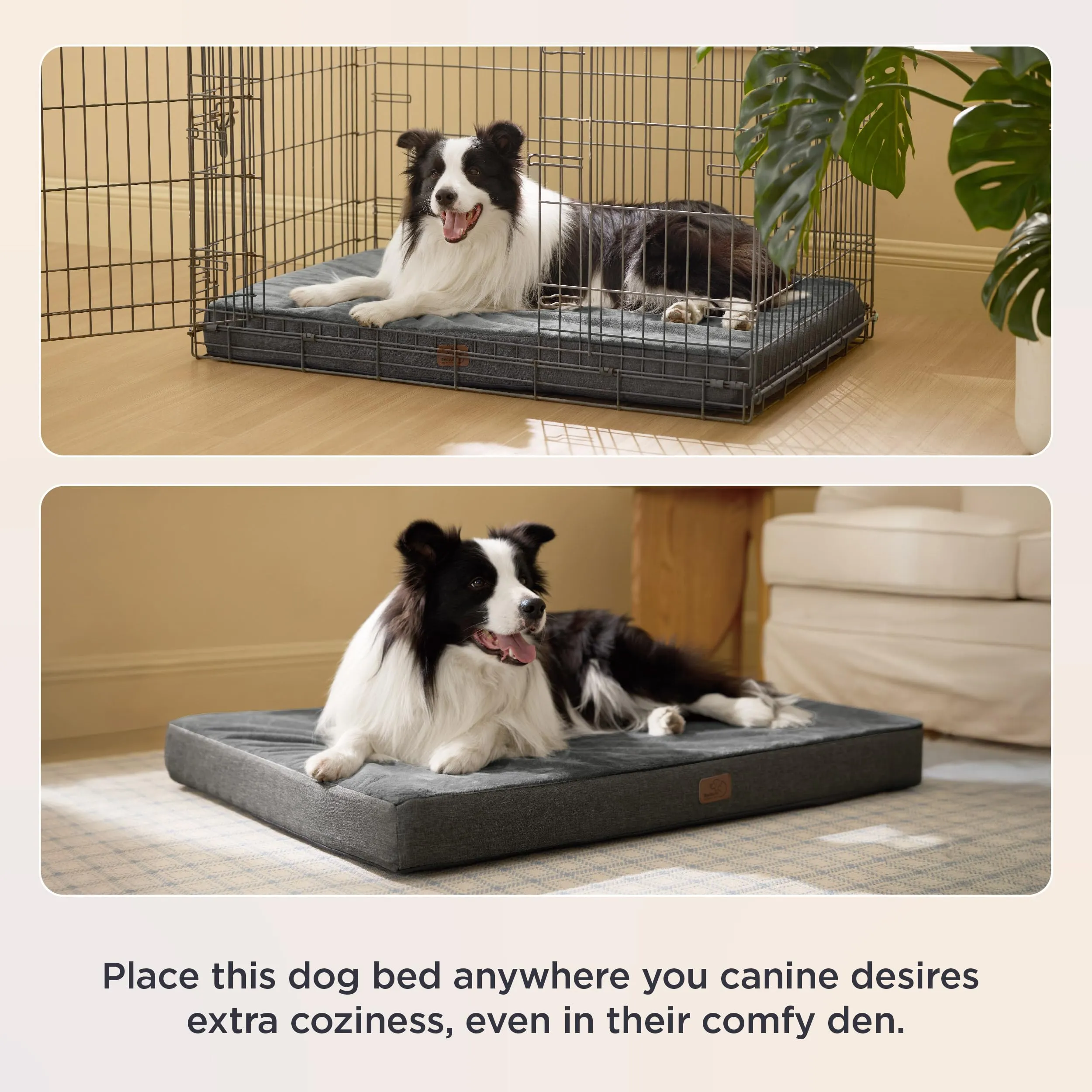 Bedsure Cuscino Per Cani Ortopedico, 120x74 cm, Grigio - immagine 5