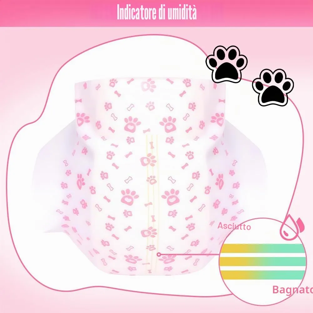 AUYAO Pannolini Monouso per Cani con Indicatore di Umidità e Patch Adesiva, L, 20 pezzi - immagine 6