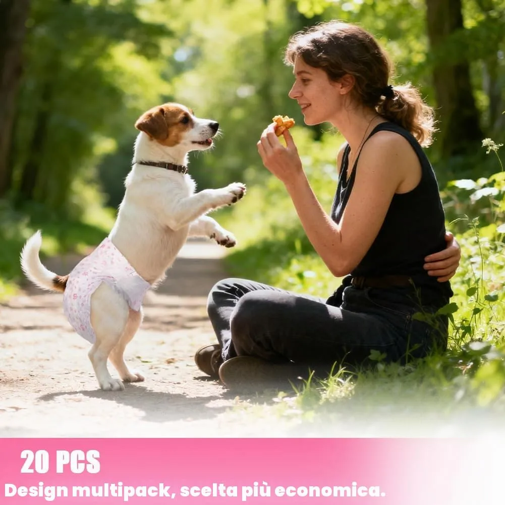 AUYAO Pannolini Monouso per Cani con Indicatore di Umidità e Patch Adesiva, L, 20 pezzi - immagine 7