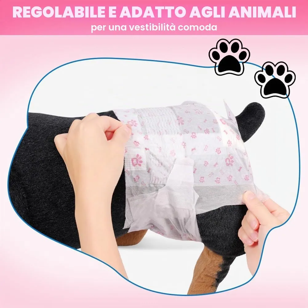 AUYAO Pannolini Monouso per Cani, Indicatore di Umidità e Patch Adesiva, S, confezione da 20 - immagine 5