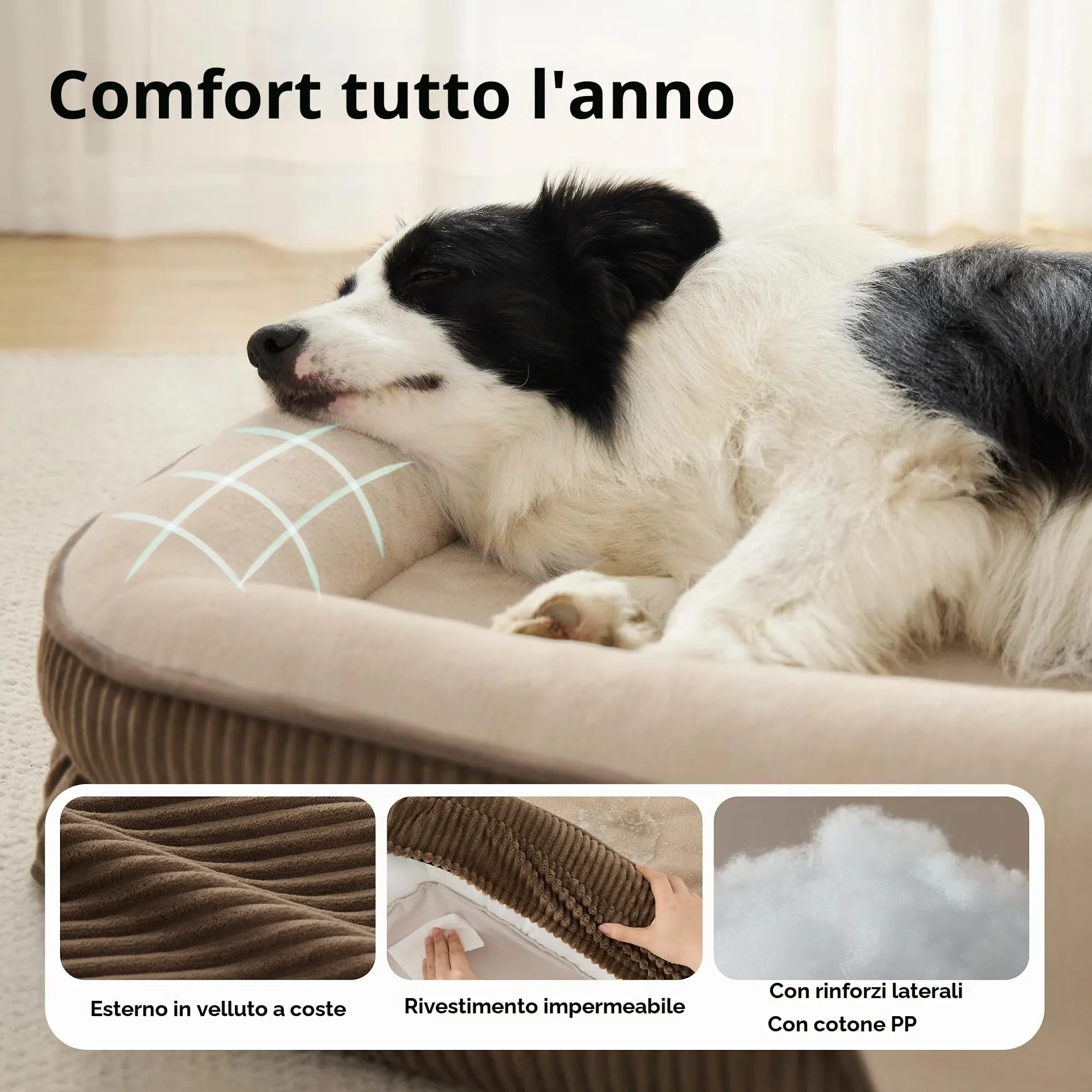 Bedsure Cuccia Ortopedica per Cane, 76x51x16.5cm, Marrone - immagine 8
