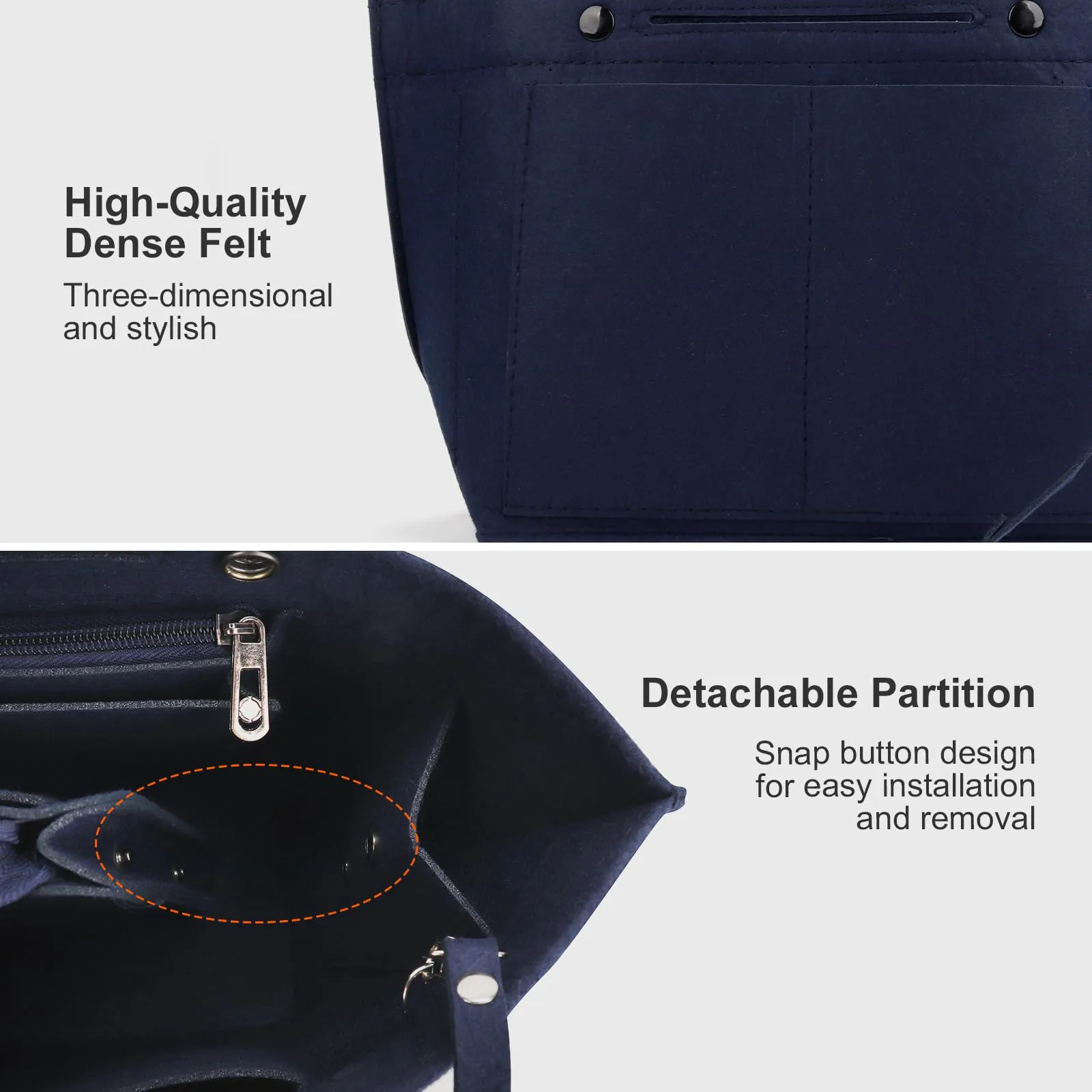ZOLGINAH Organizer per borse Longchamp, Impermeabile, Multitasche con Portachiavi e Chiusura Lampo, Blu, M - immagine 4
