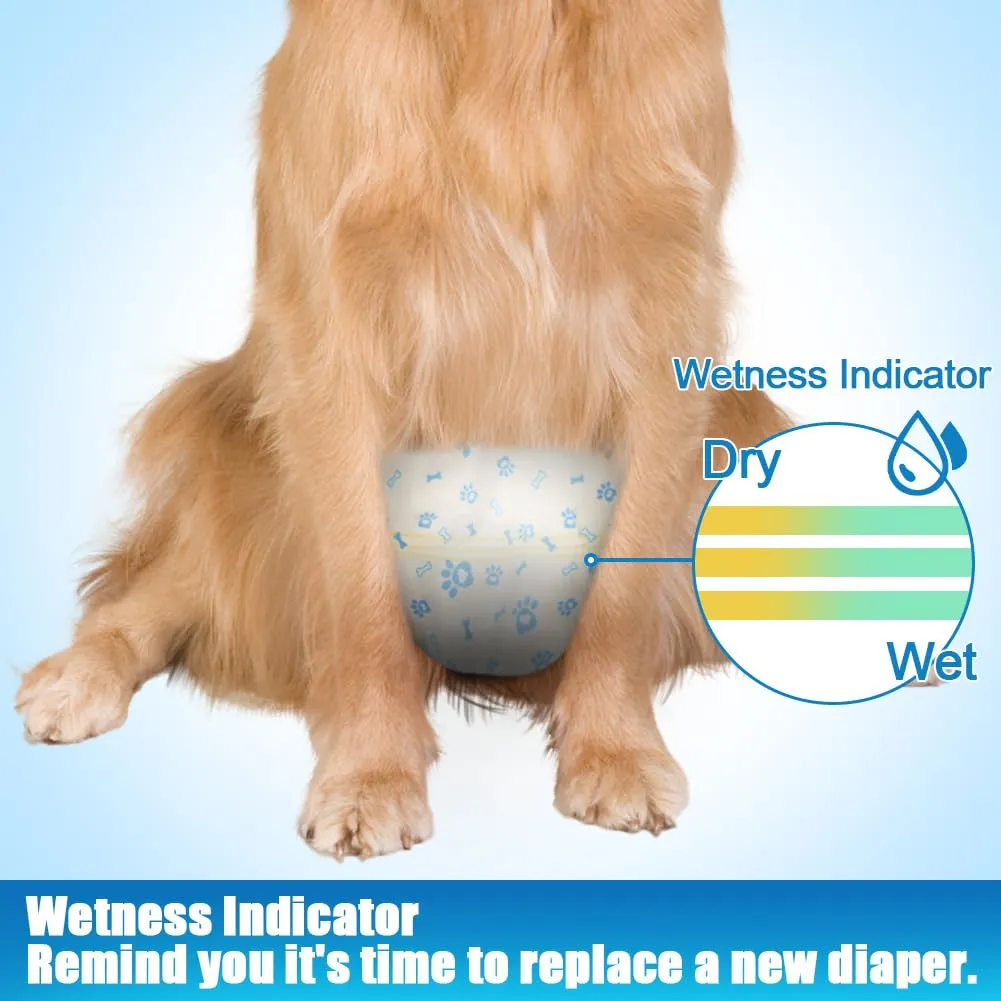 AUYAO Pannolini Monouso per Cani, con Indicatore di Umidità e Patch Adesiva, S, confezione da 20 - immagine 5