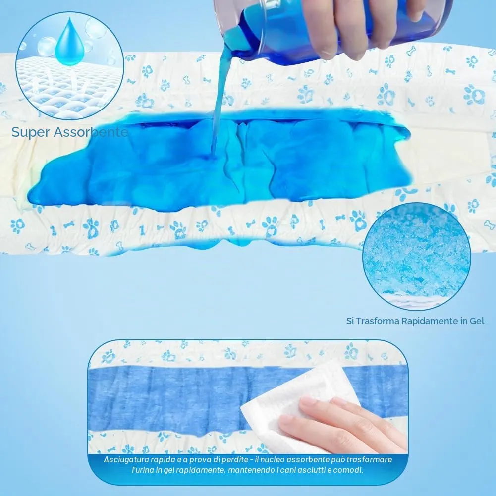 AUYAO Pannolini Monouso per Cani, con Indicatore di Umidità e Patch Adesiva, XS, confezione da 20 - immagine 4
