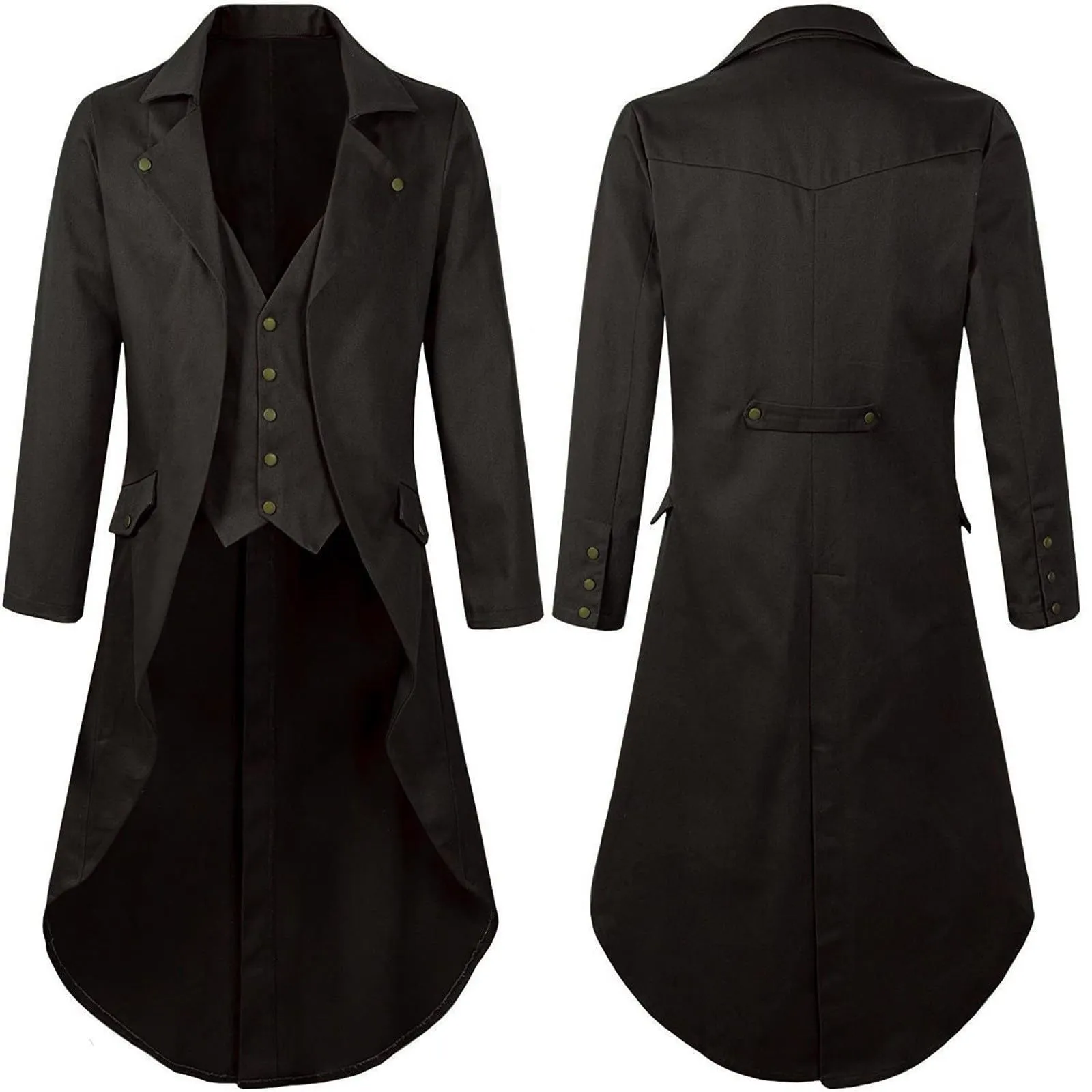 Duohropke Giacca da Uomo Vittoriana Steampunk Gothic Vintage, Marrone, XL - immagine 2