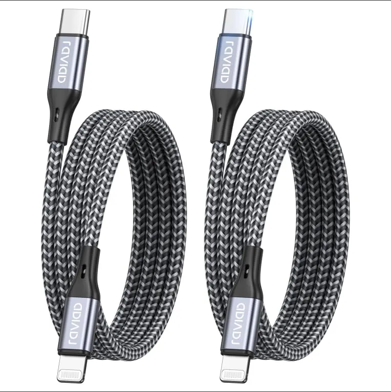 RAVIAD USB-C to Lightning Cable 1M, 2 Pieces, MFi Certified - immagine 1
