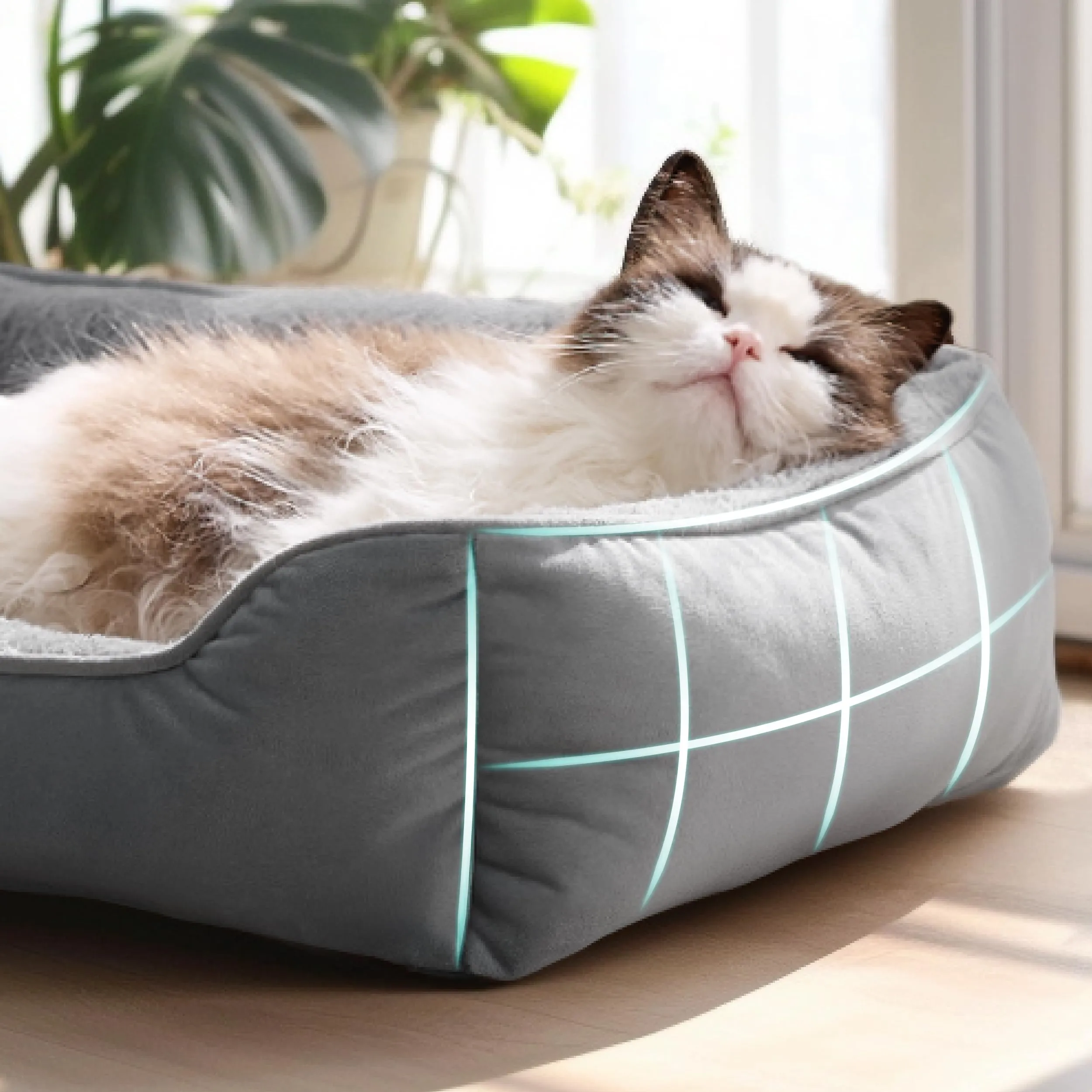 Bedsure Cuccia Rettangolare per Cani e Gatti, 51x41 cm, Lavabile con Fondo Antiscivolo, Grigio - immagine 3