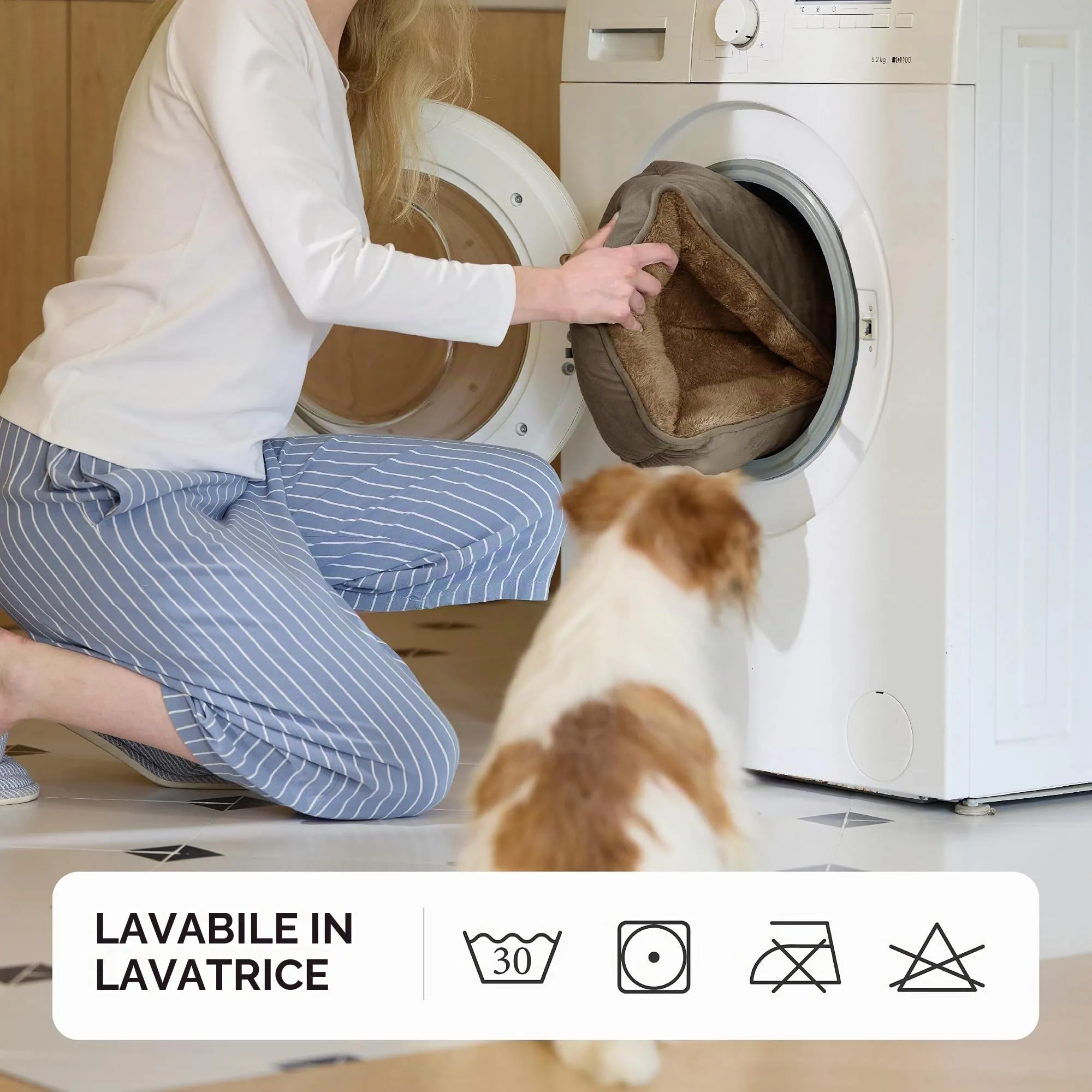 Bedsure Cuccia Rettangolare per Cani e Gatti, 51x41 cm, Lavabile con Fondo Antiscivolo, Marrone - immagine 5