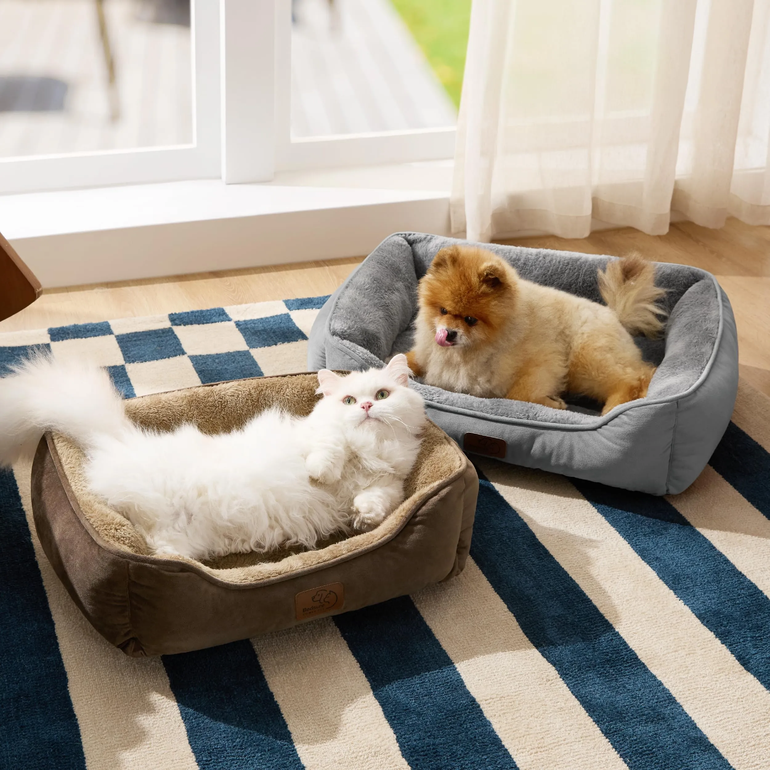 Bedsure Cuccia Rettangolare per Cani e Gatti, 51x41 cm, Lavabile con Fondo Antiscivolo, Marrone - immagine 9