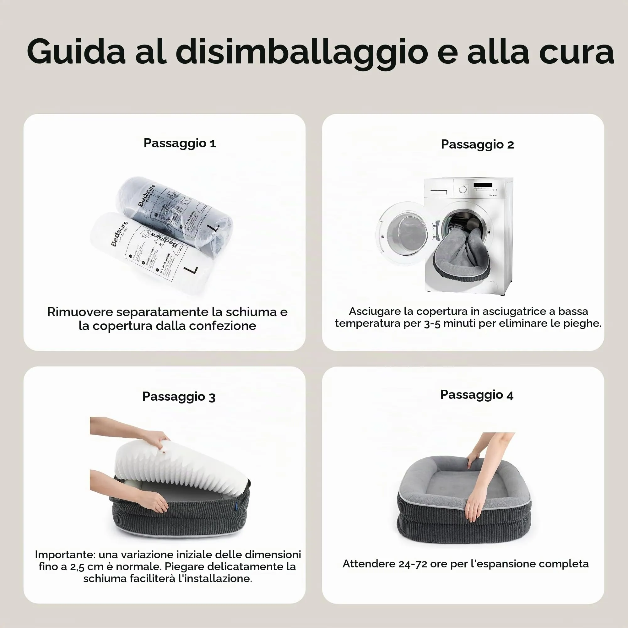 Bedsure Cuccia Ortopedica per Cane, 97x71x18cm, Grigia - immagine 7