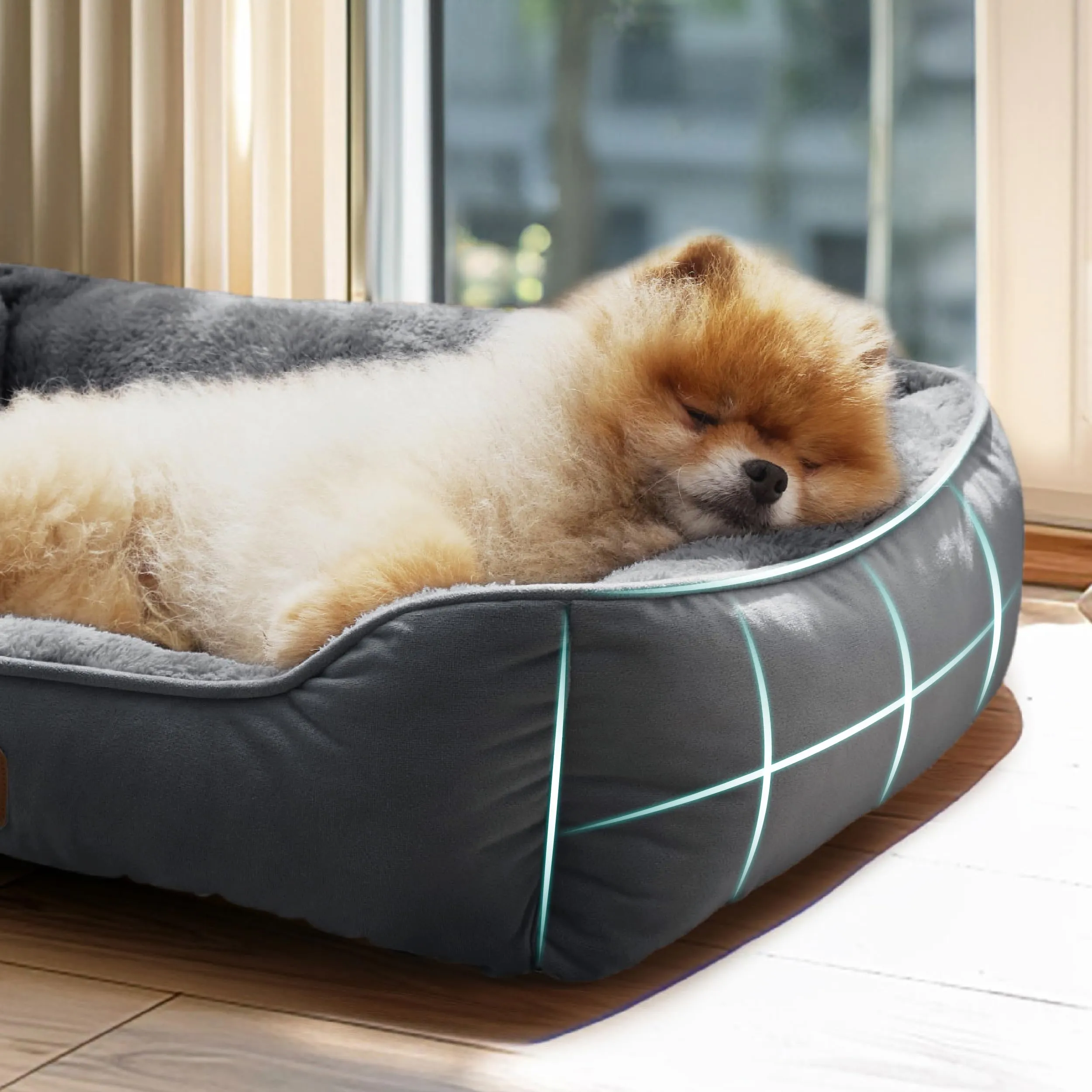 Bedsure Cuccia Cani Rettangolare Lavabile con Fondo Antiscivolo, 63,5 x 53 cm, Grigio scuro - immagine 3