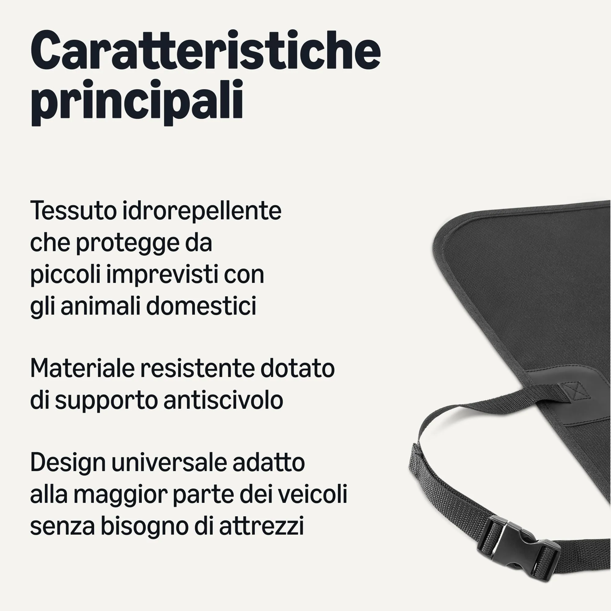 Amazon Basics Coprisedile per auto per animali domestici, 600D Impermeabile, Nero - immagine 2