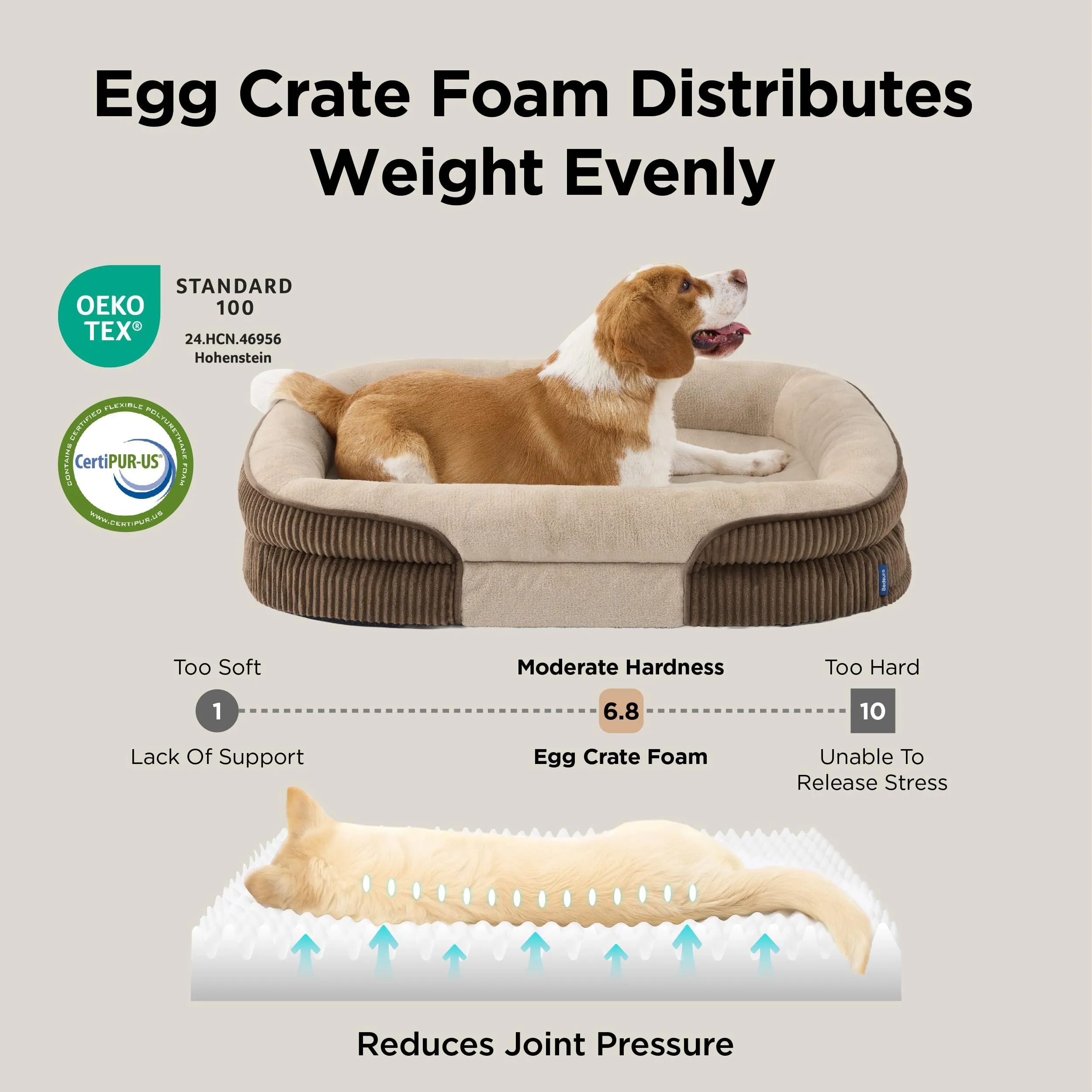 Bedsure Cuccia Ortopedica per Cane di Grande Taglia, 106x76x18cm, Marrone - immagine 4