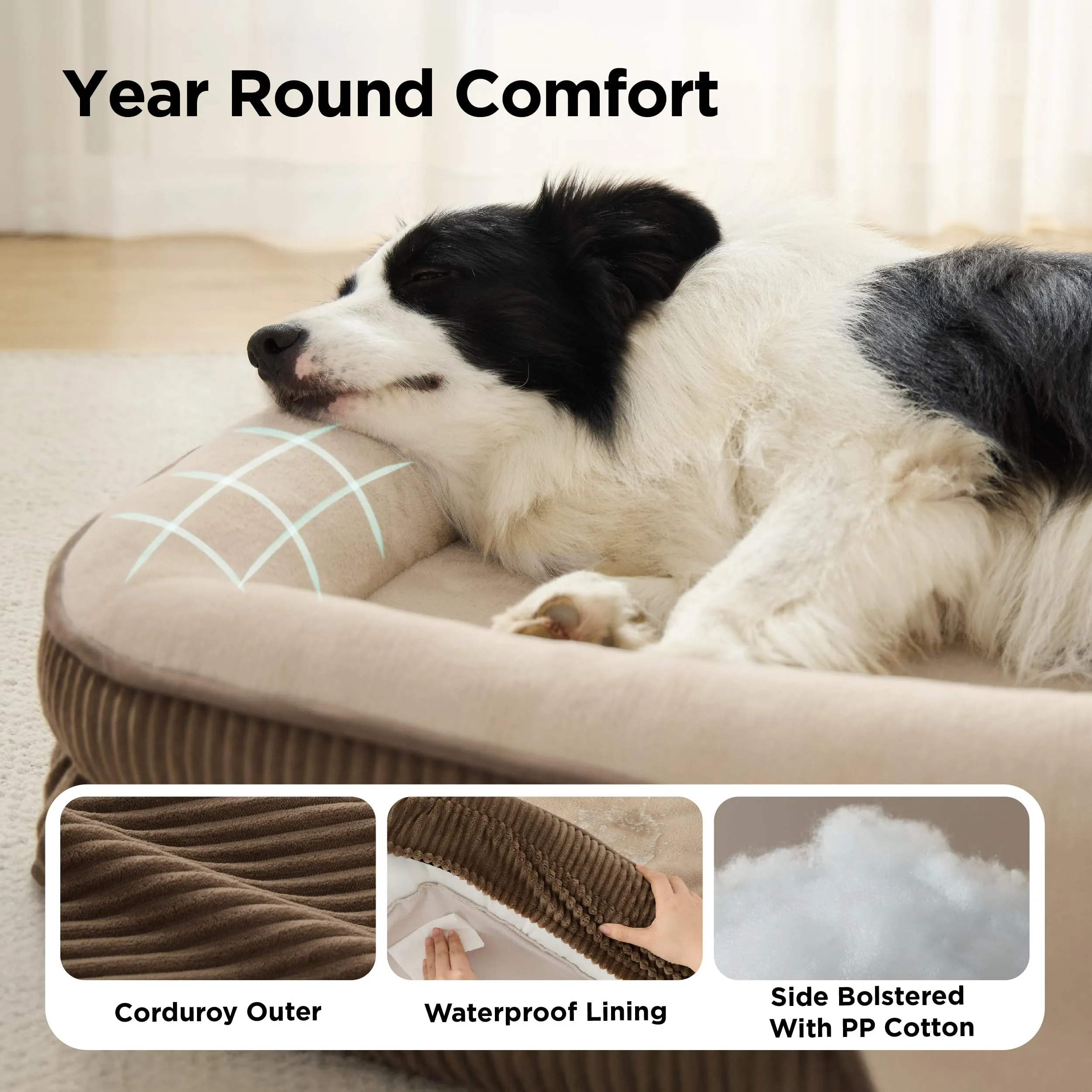 Bedsure Cuccia Ortopedica per Cane di Grande Taglia, 106x76x18cm, Marrone - immagine 9