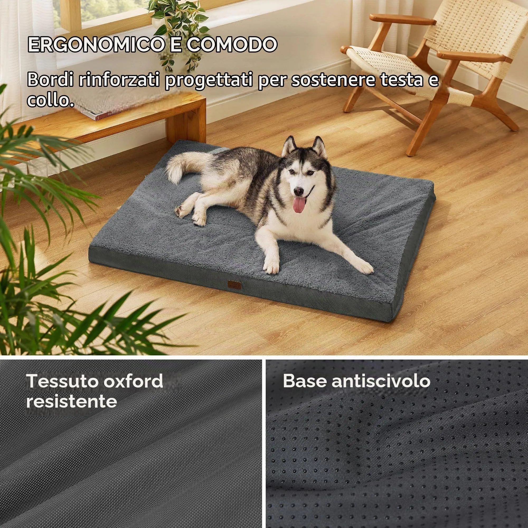 Bedsure Cuccia Cane Sfoderabile Lavabile, 135x91x10 cm, Grigio - immagine 3