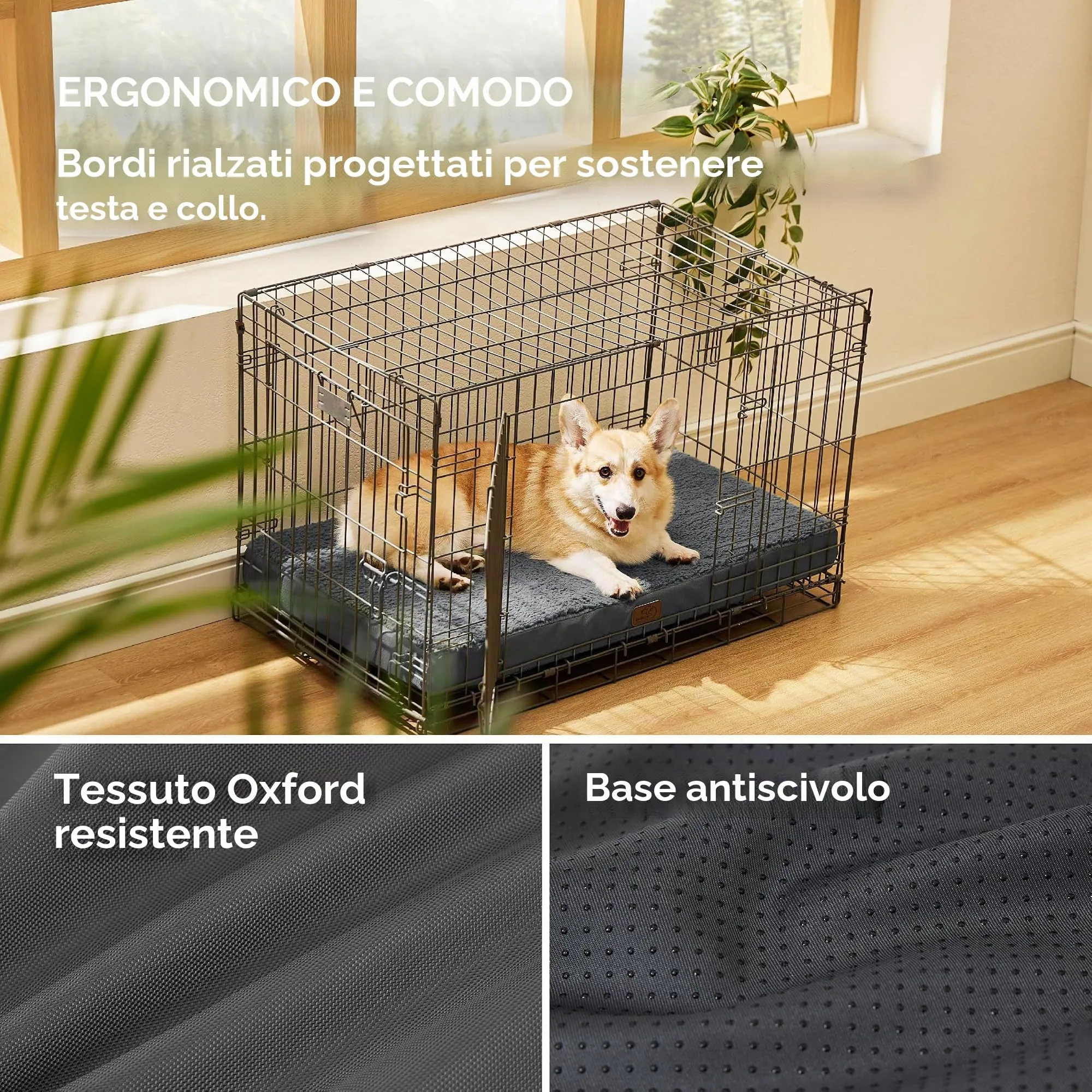 Bedsure Cuccia Cane Sfoderabile Lavabile, 89x56 cm, Grigio - immagine 3