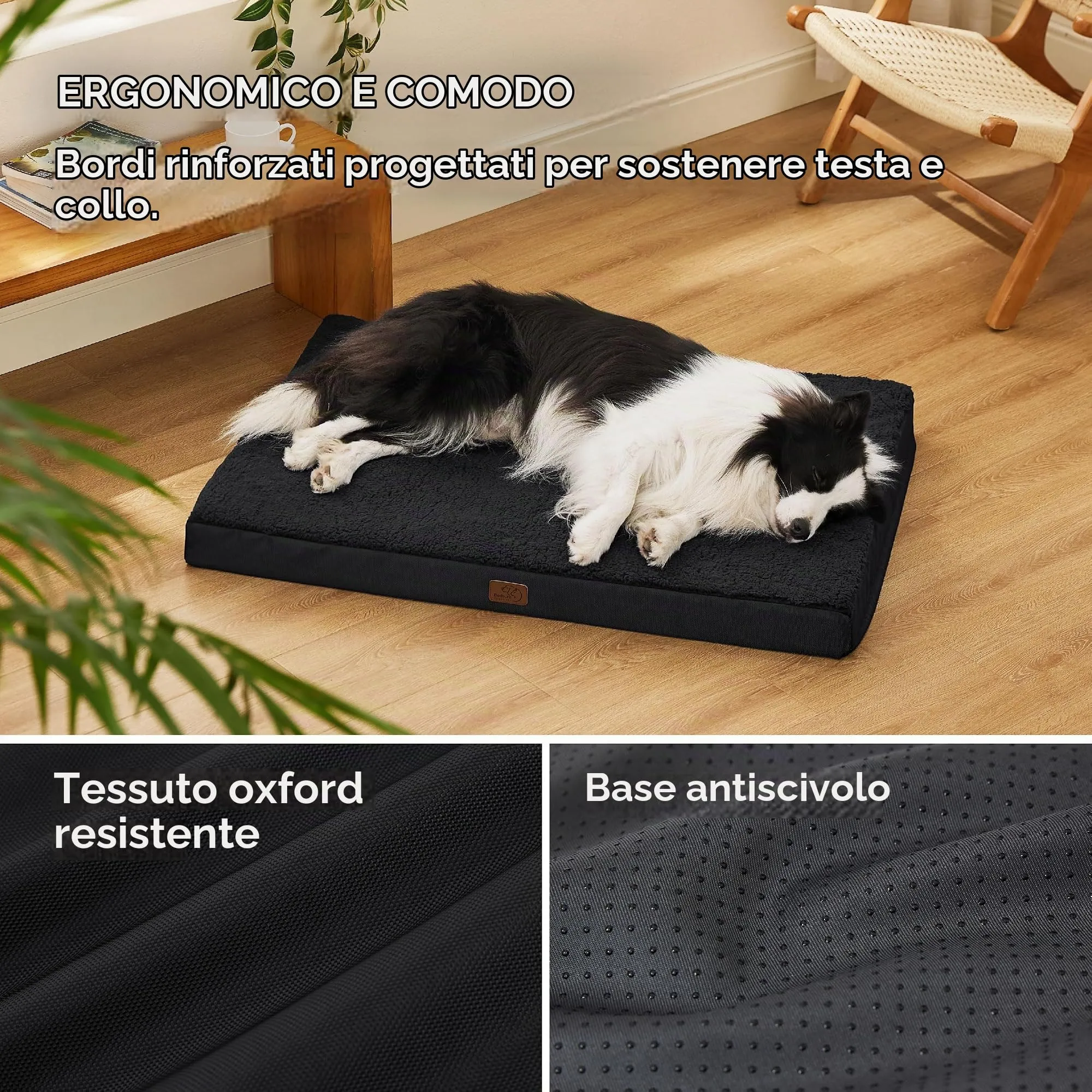 Bedsure Cuccia Cane Sfoderabile Lavabile, 91x69 cm, Nero - immagine 3