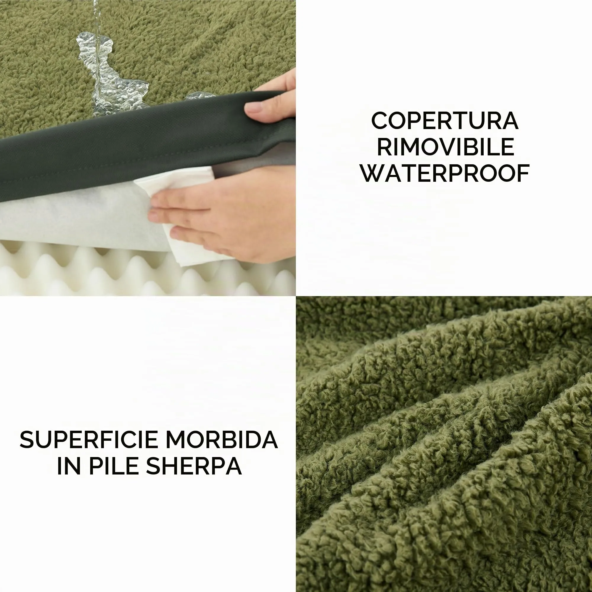 Bedsure Cuccia Cane Sfoderabile Lavabile, 112x81 cm, Verde - immagine 4