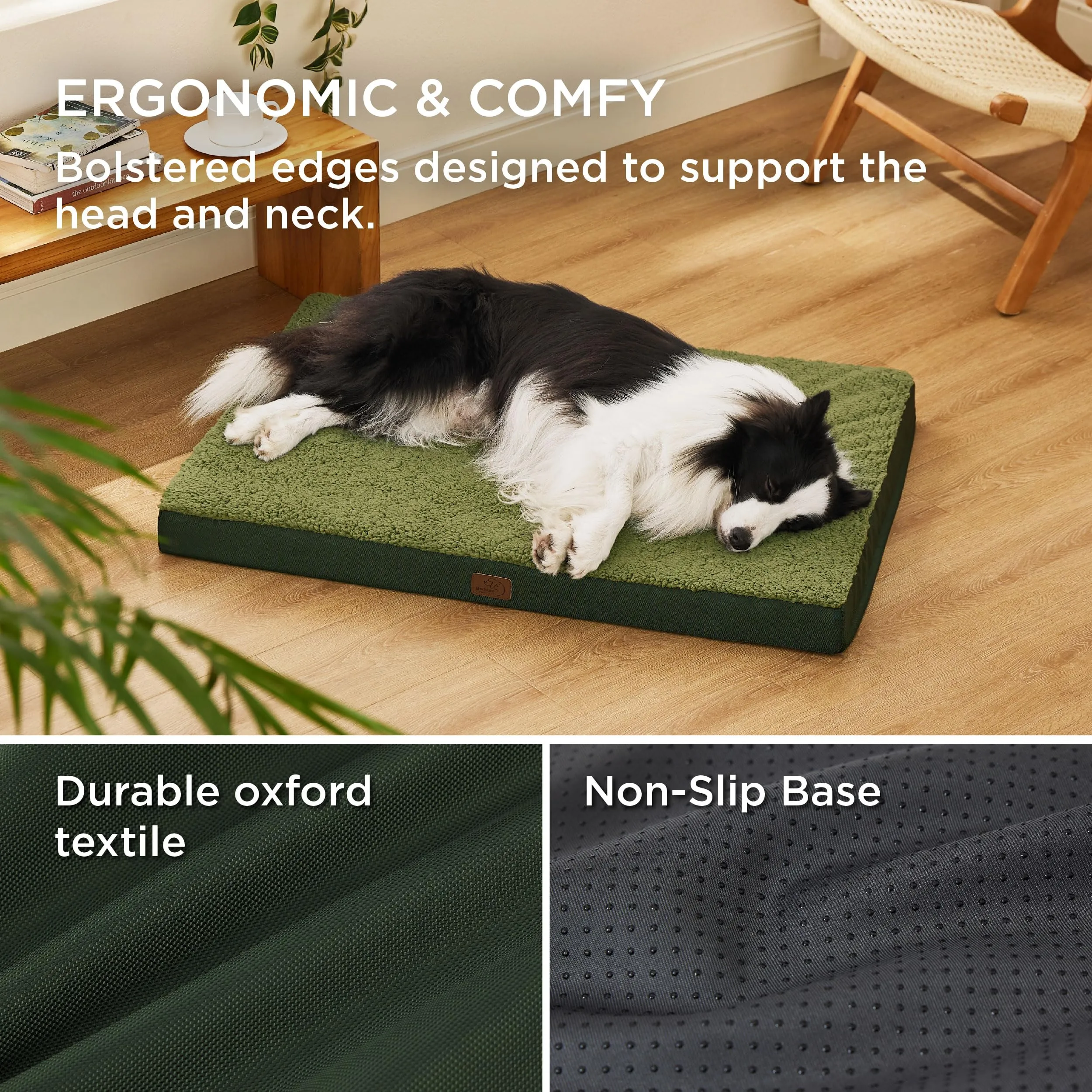 Bedsure Cuccia Cane Sfoderabile e Lavabile, 91x69 cm, Verde - immagine 3
