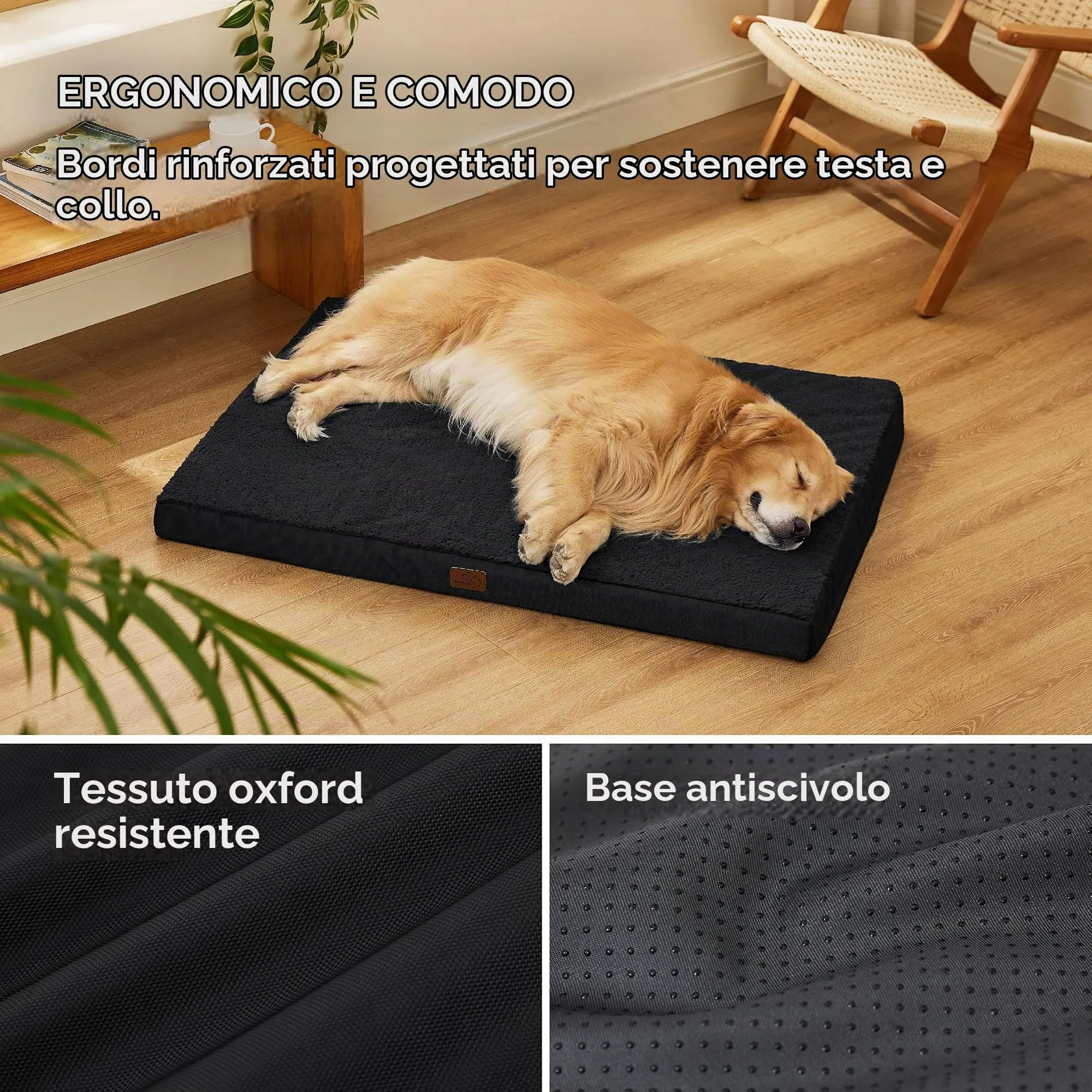 Bedsure Cuccia Cane Sfoderabile Lavabile, 112x81 cm, Nero - immagine 3