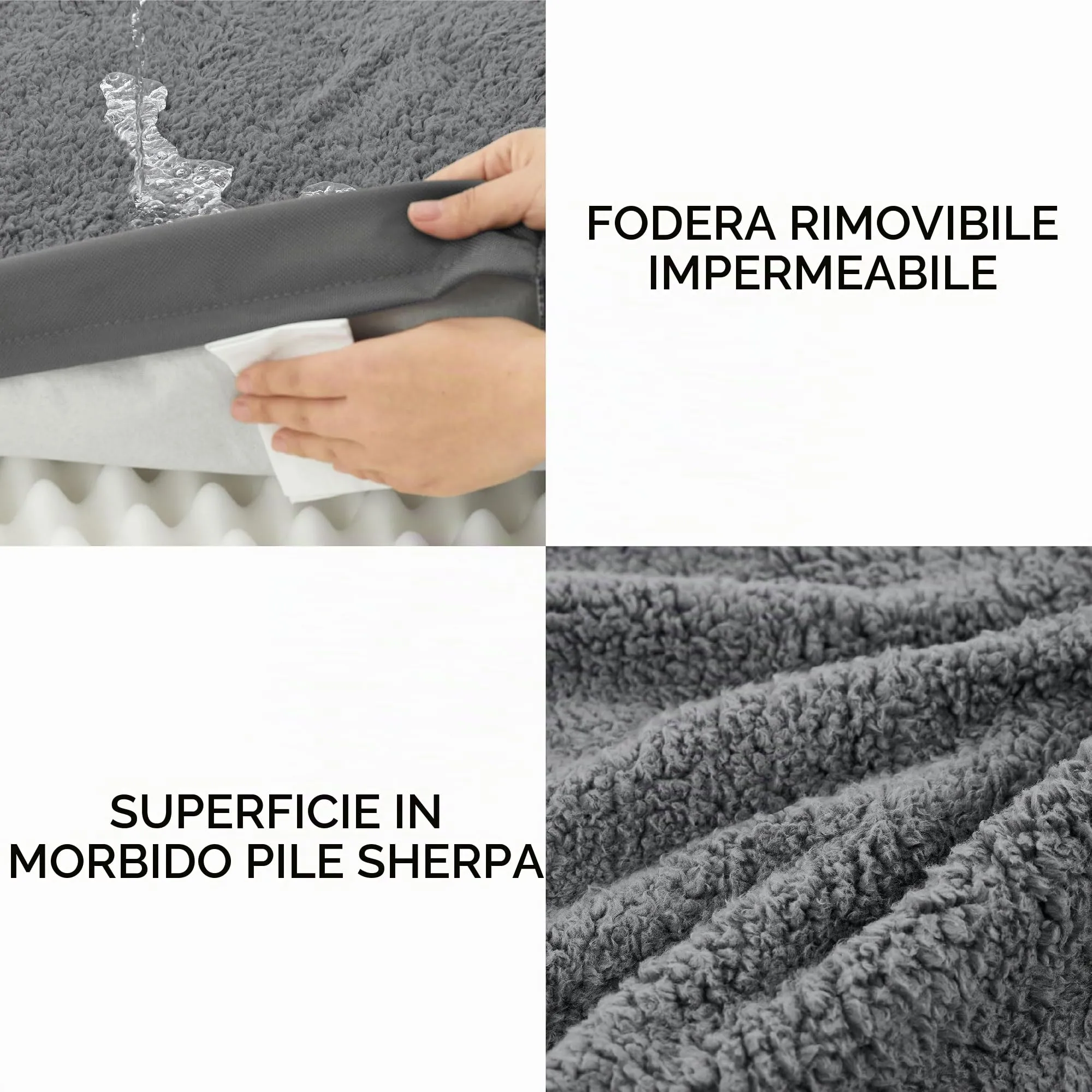 Bedsure Cuccia Cane Sfoderabile Lavabile, 104x74x9 cm, Grigio - immagine 4