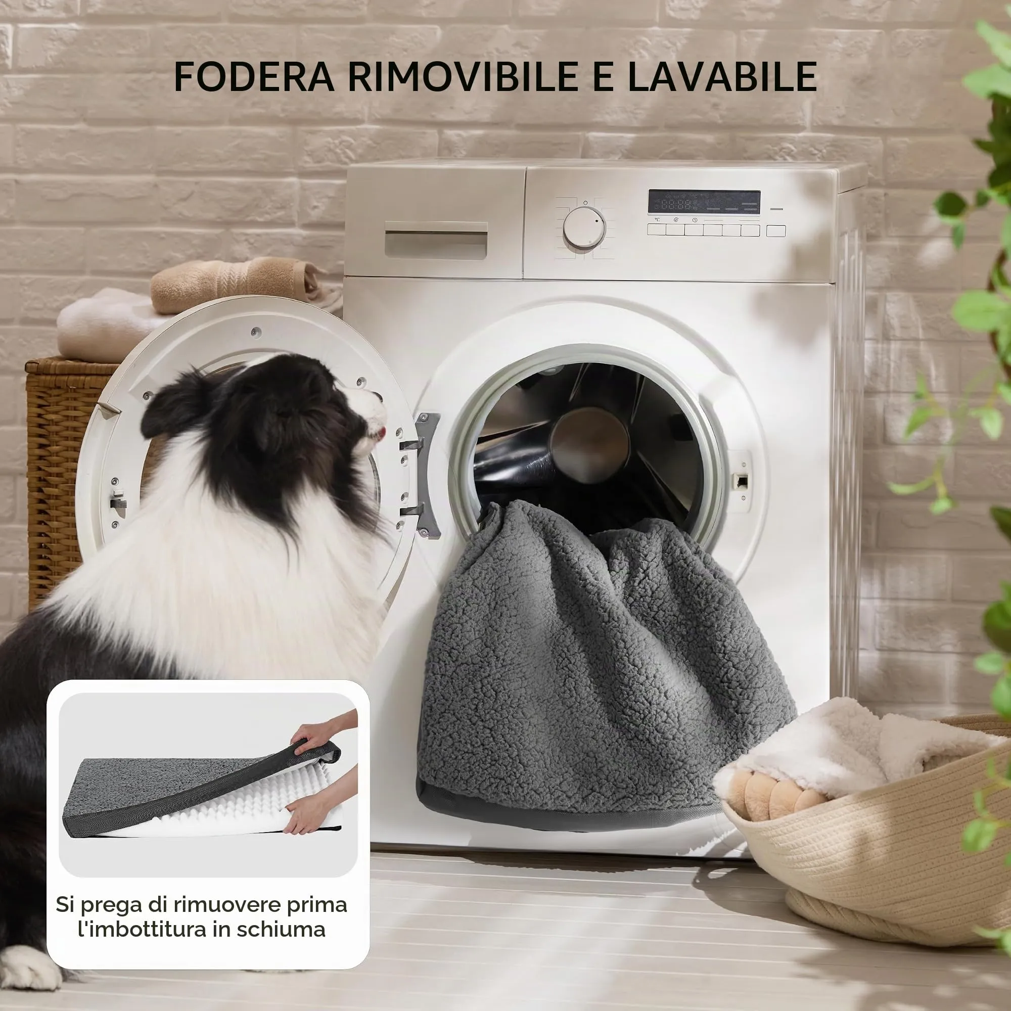Bedsure Cuccia Cane Sfoderabile Lavabile, 104x74x9 cm, Grigio - immagine 8