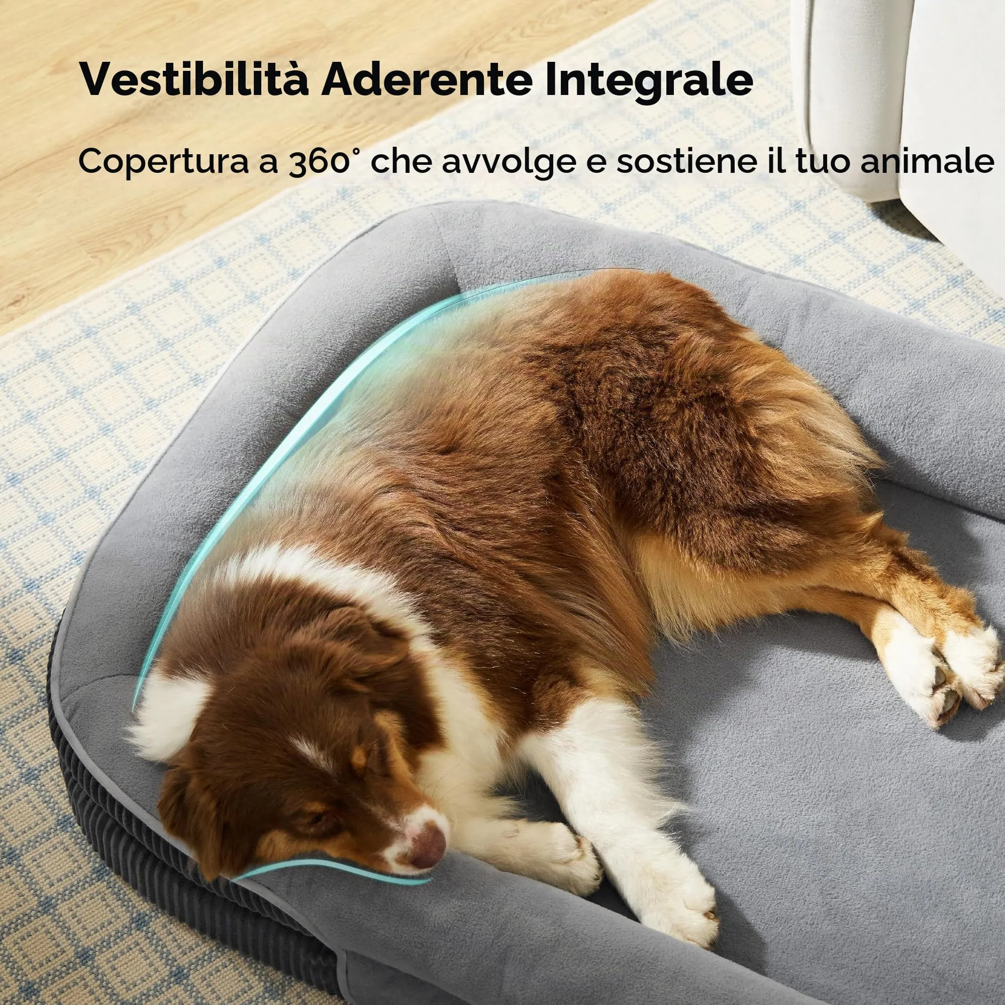 Bedsure Cuccia Ortopedica per Cane, 76x51x16.5cm, Grigia - immagine 3