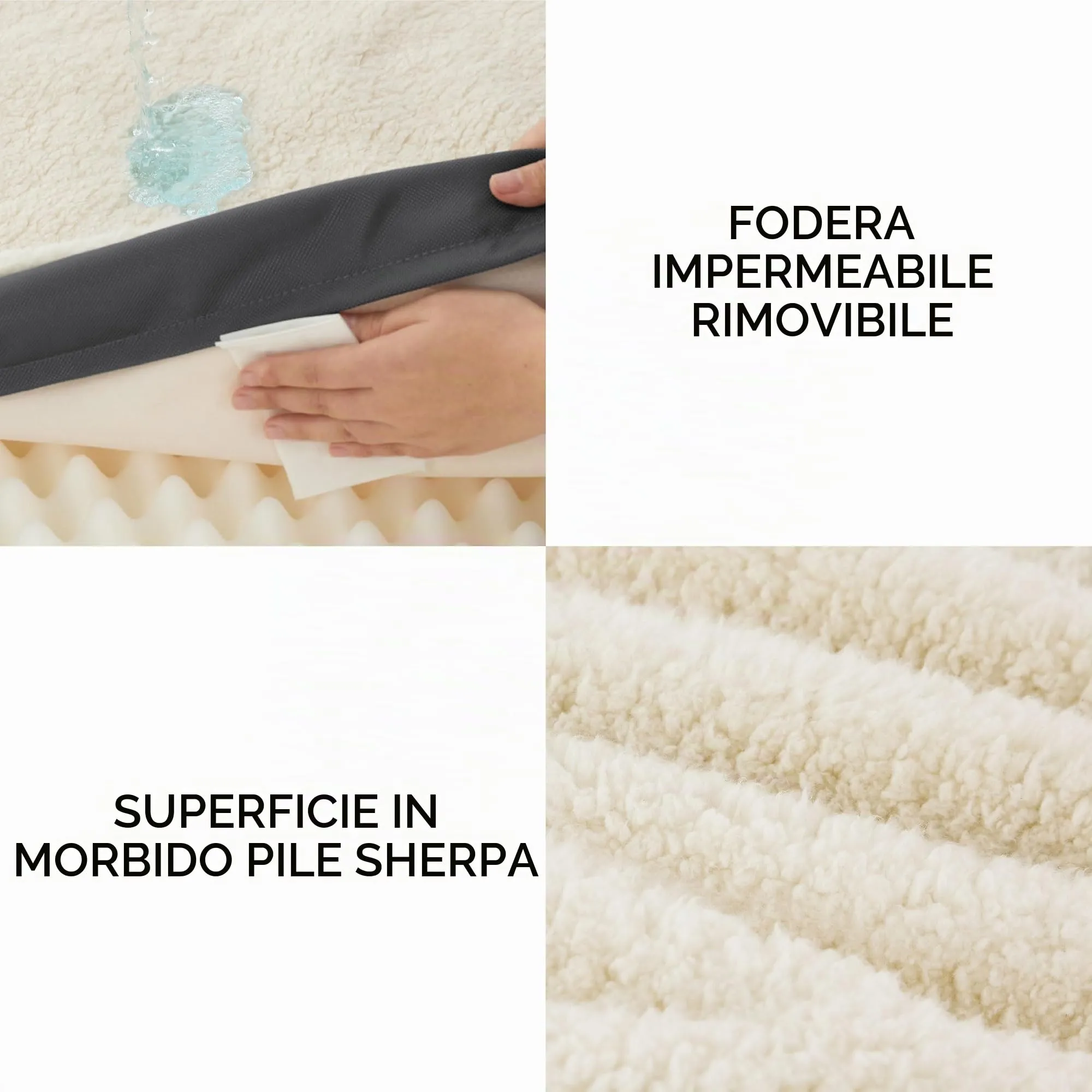 Bedsure Cuscino per Cane Grande, Sfoderabile e Lavabile, 112x81x7,6 cm, Bianco - immagine 5