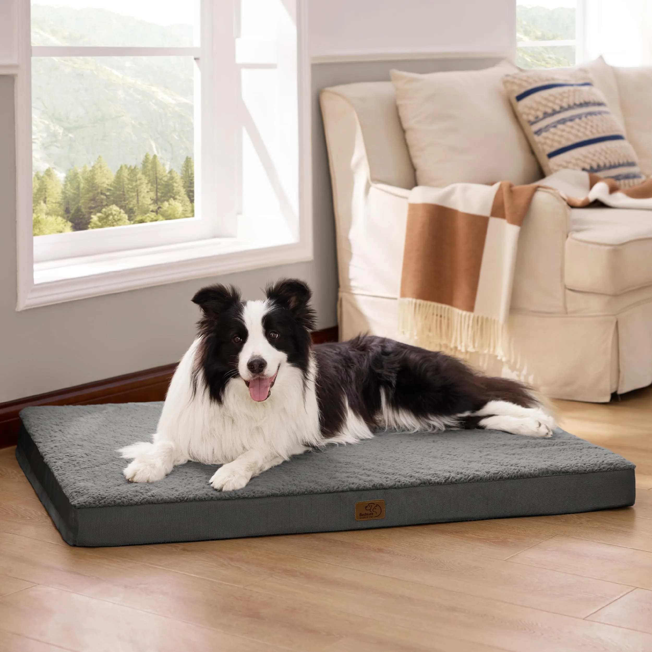 Bedsure Cuccia Cane Sfoderabile Lavabile, 112x81 cm, Grigio - immagine 8
