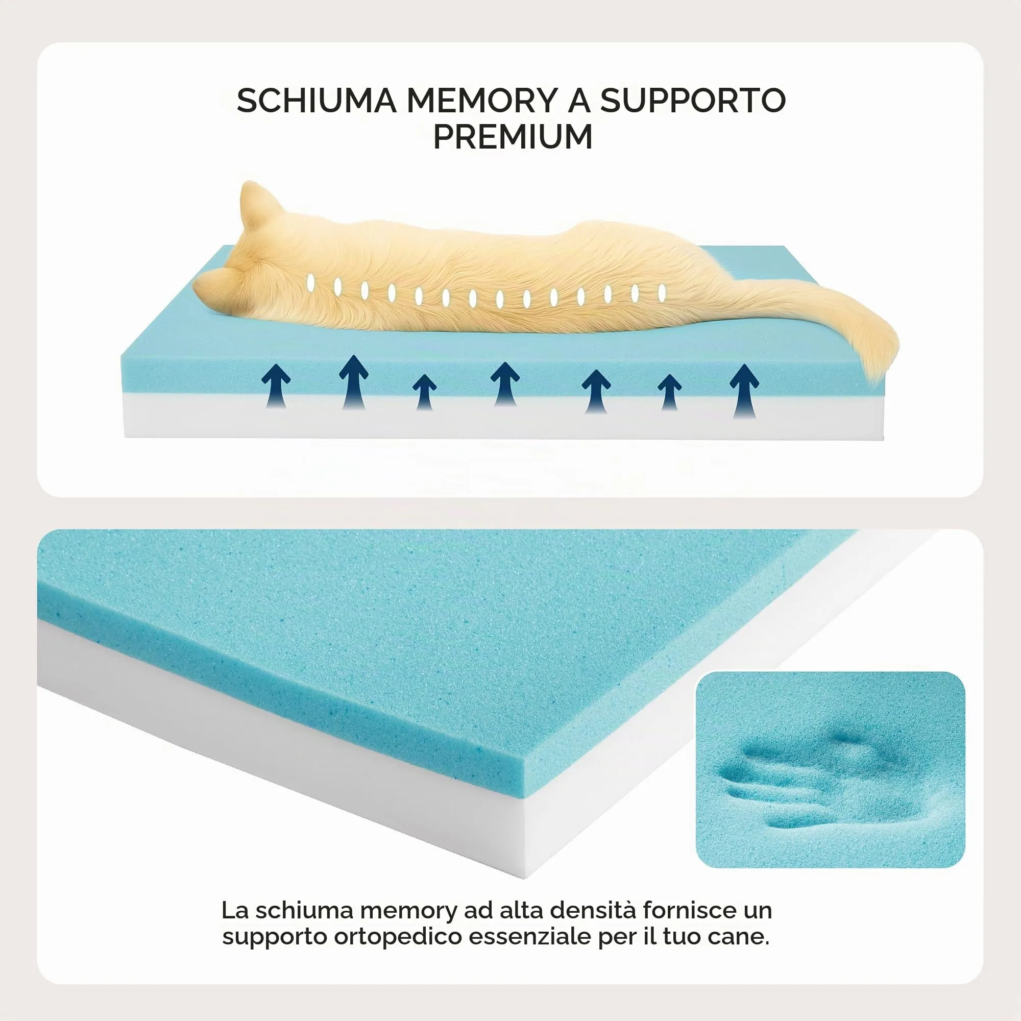 Bedsure Cuscino Per Cani Ortopedico in Memory Foam, 61x41 cm, Grigio - immagine 3