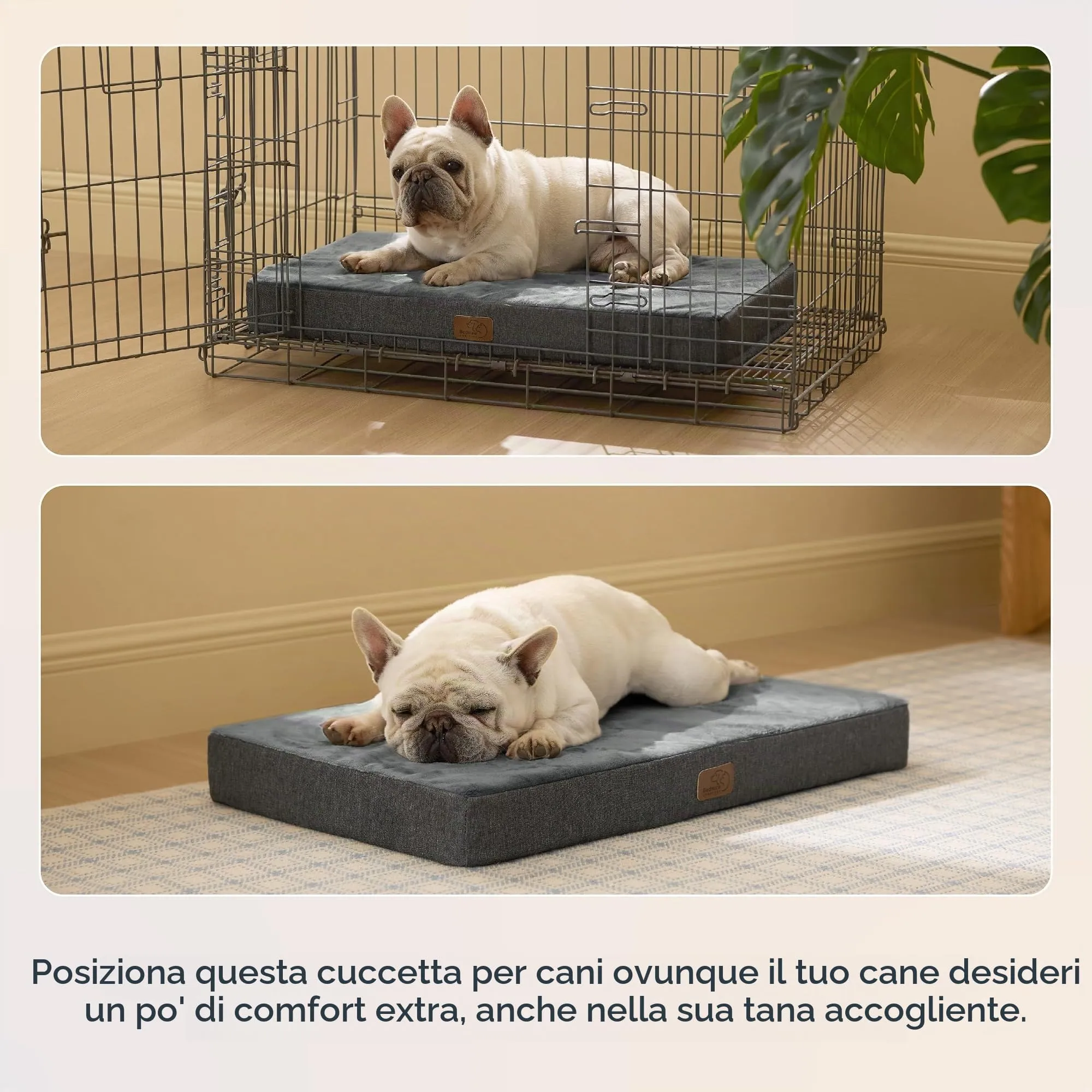 Bedsure Cuscino Per Cani Ortopedico in Memory Foam, 61x41 cm, Grigio - immagine 5