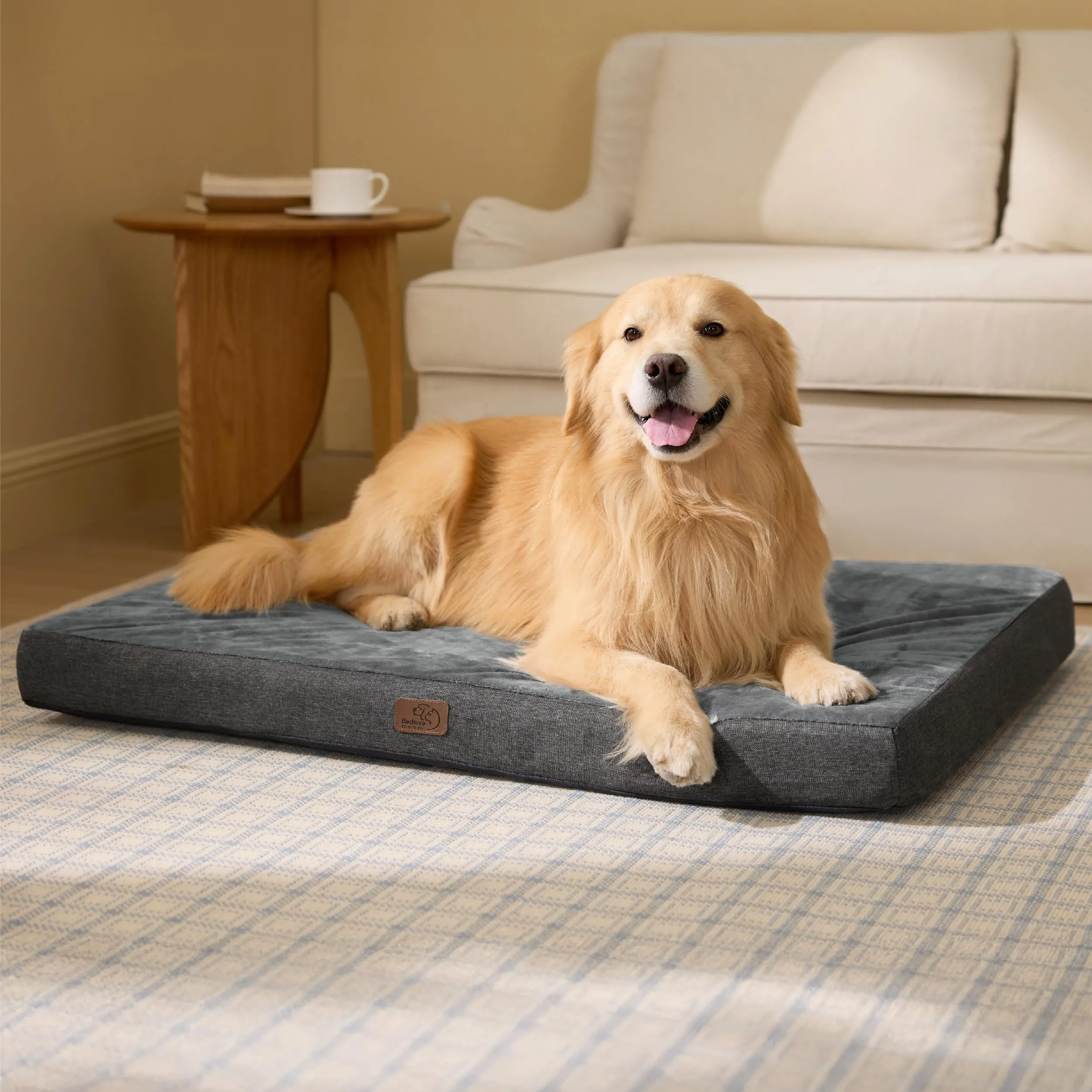 Bedsure Cuscino Per Cani Ortopedico in Memory Foam, 104x74 cm, Grigio - immagine 2