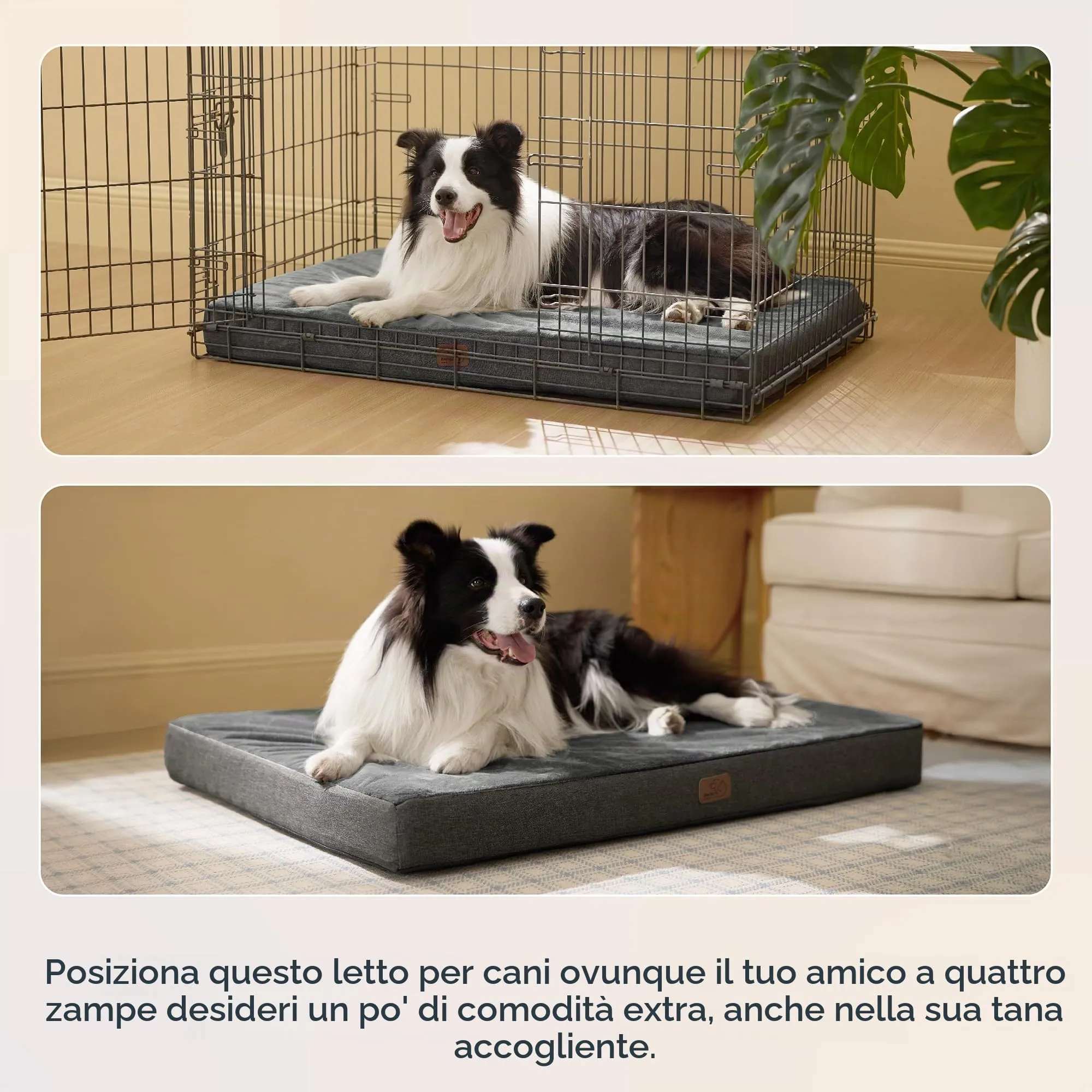 Bedsure Cuscino Per Cani Ortopedico in Memory Foam, 104x74 cm, Grigio - immagine 5