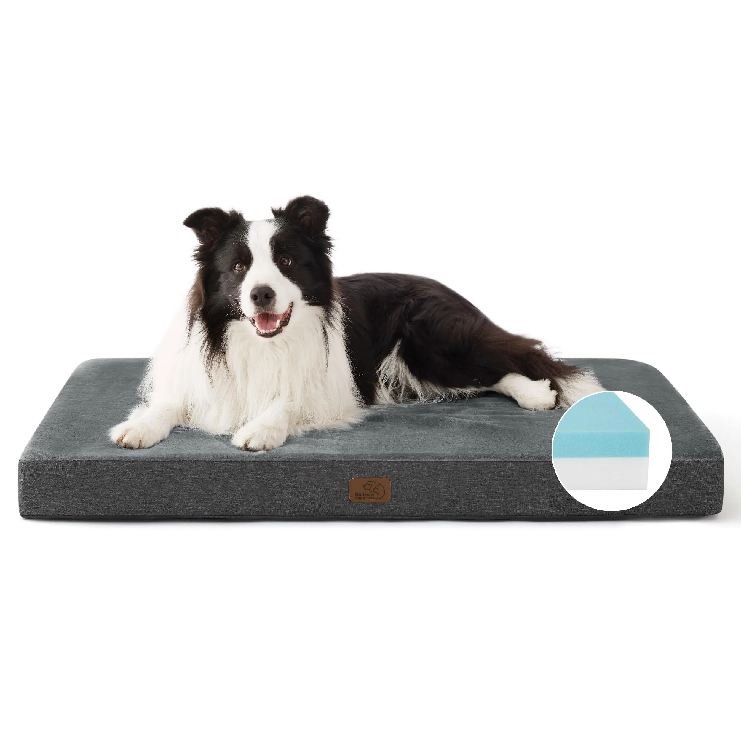 Bedsure Cuscino Per Cani Ortopedico, 89x56 cm, Grigio - immagine 1
