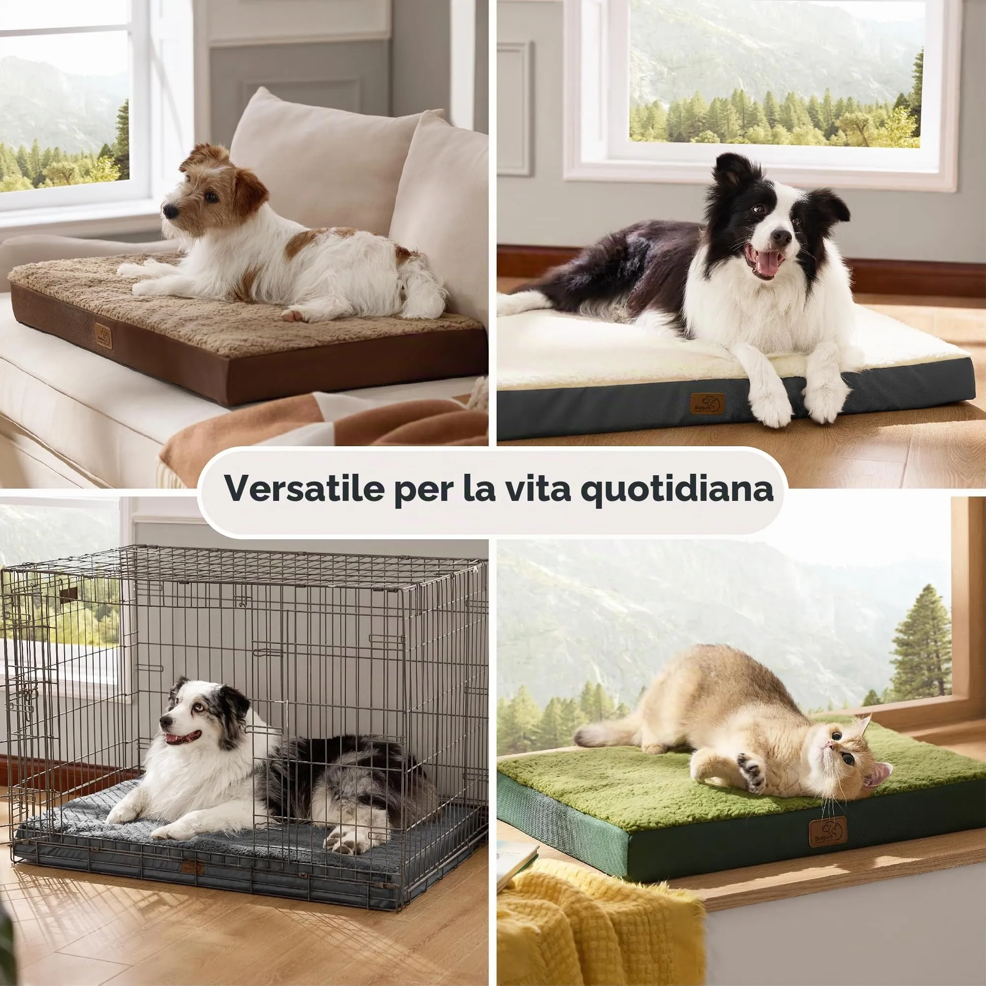 Bedsure Cuscino per Cane Medio Sfoderabile e Lavabile, 76x51x7,6 cm, Grigio - immagine 6