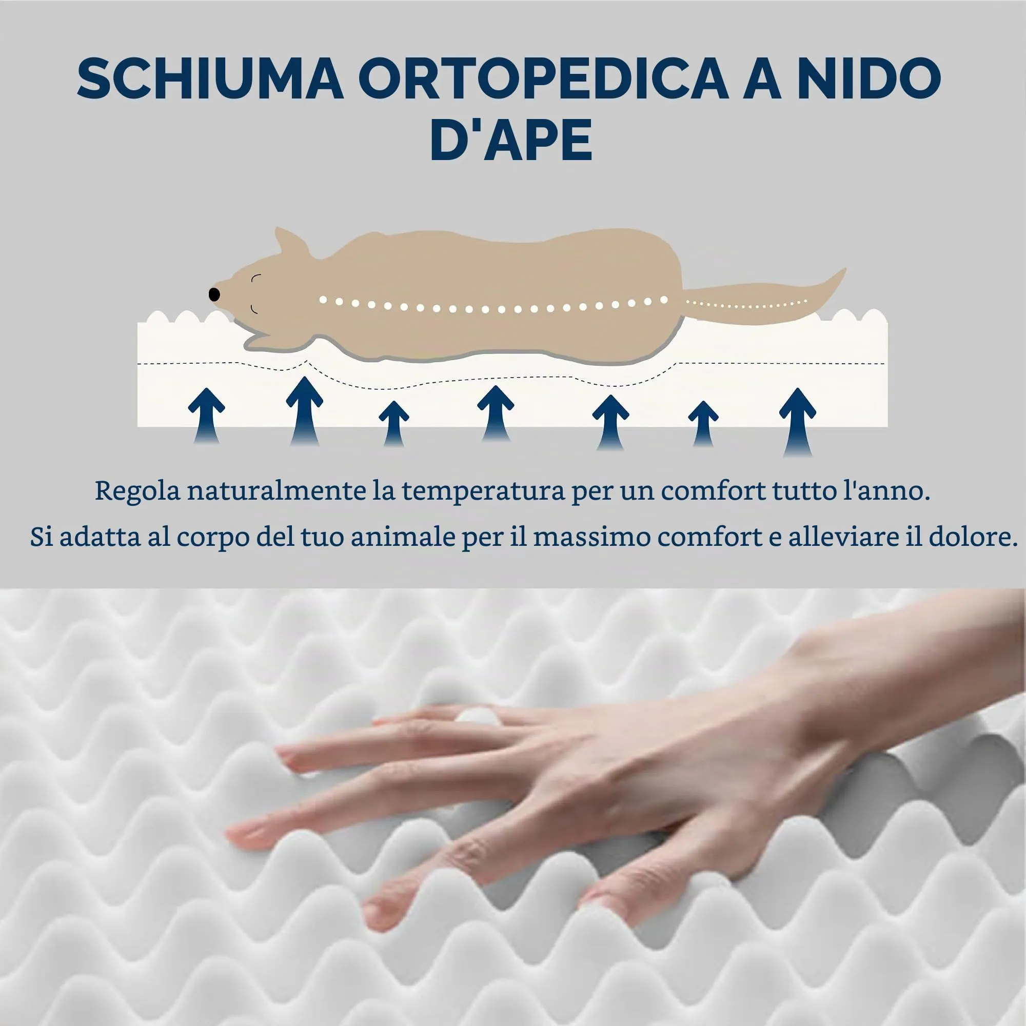 Bedsure Cuscino per Cane Medio, Sfoderabile e Lavabile, 76x51x7,6 cm, Blu - immagine 2