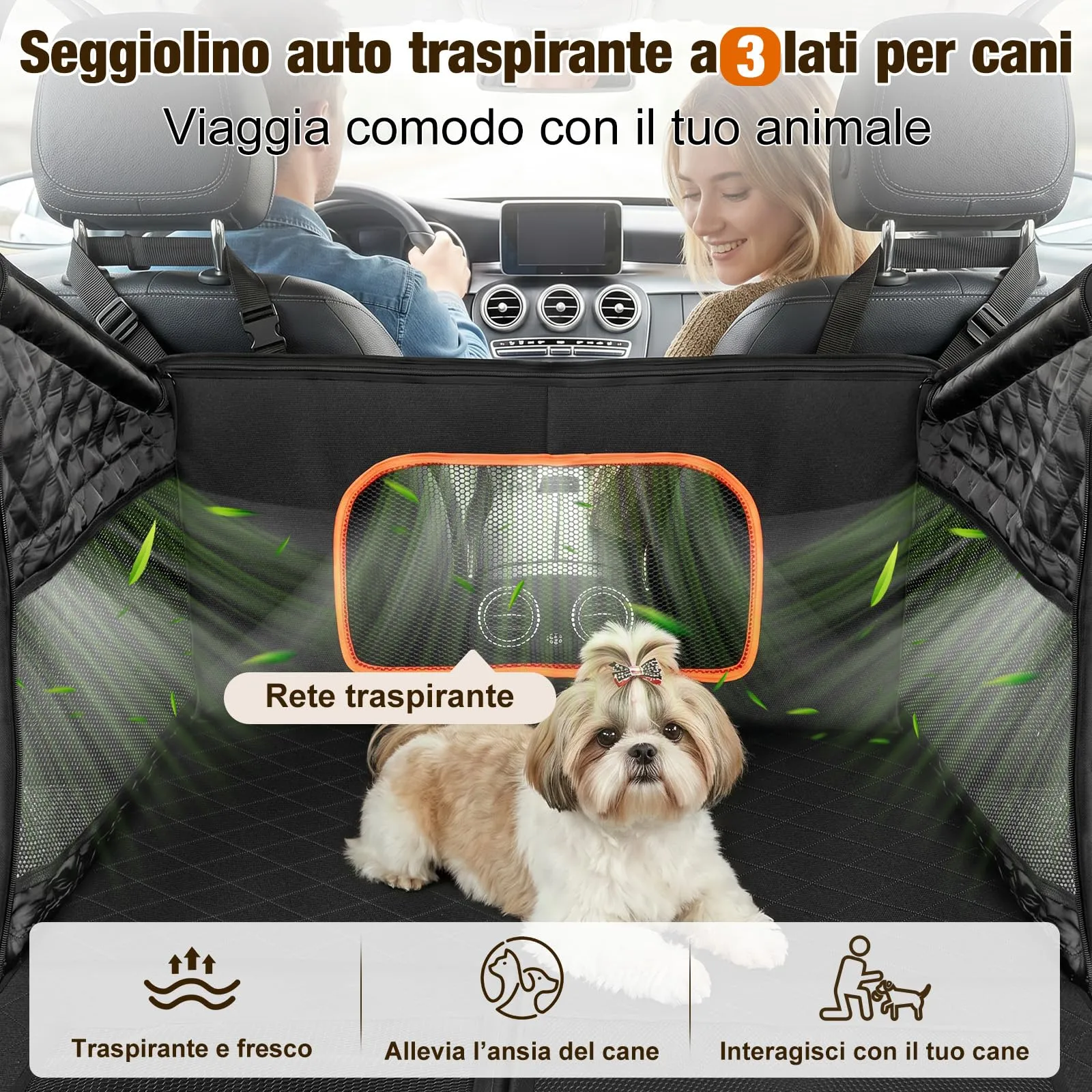 X XBEN Seggiolino Auto per Cani, Cuccia Auto Allargata in Tessuto Oxford 900D, 73 x 61 x 54 cm - immagine 4