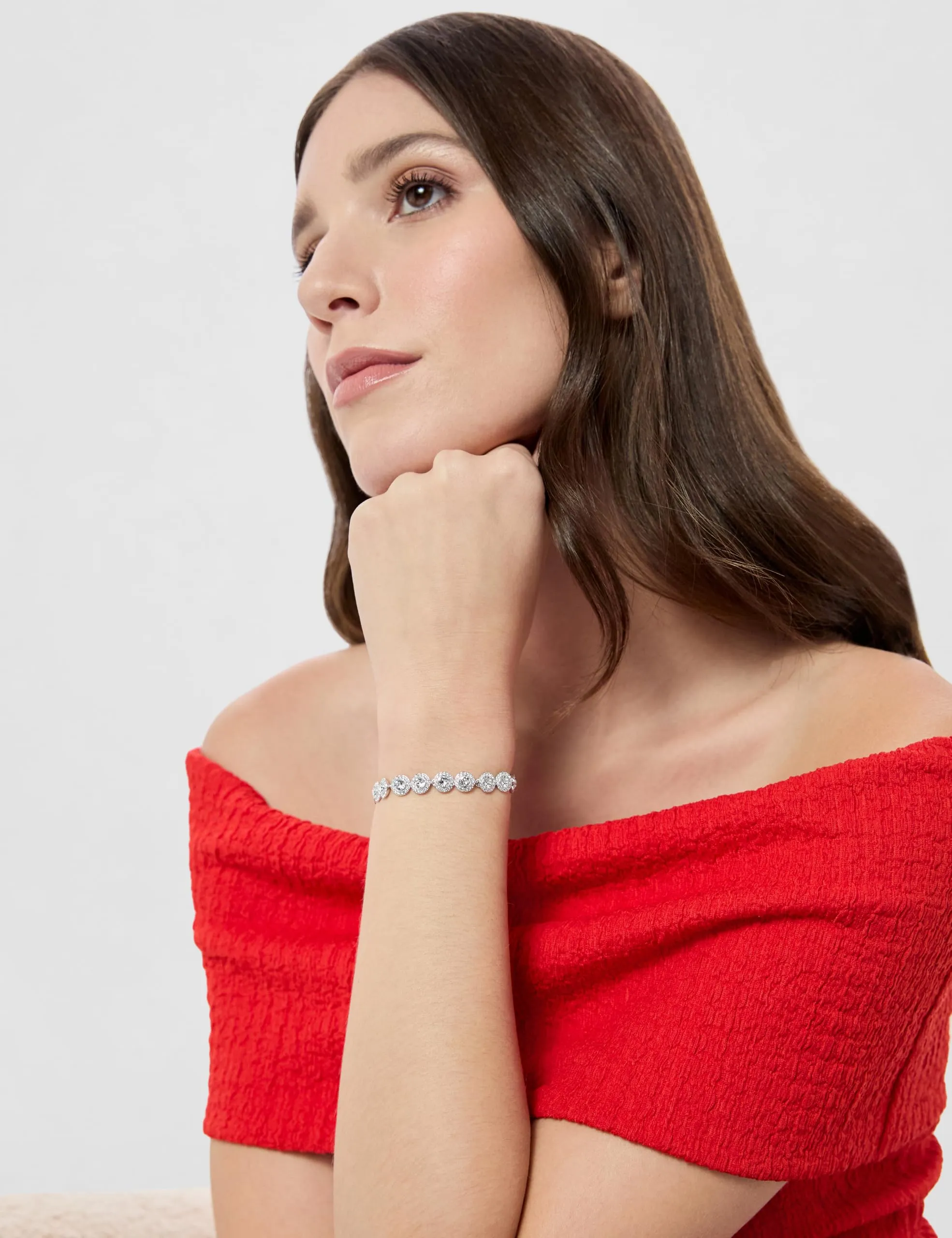 Swarovski Una Tennis Bracelet, Round Cut, White, Rhodium Plated - immagine 2