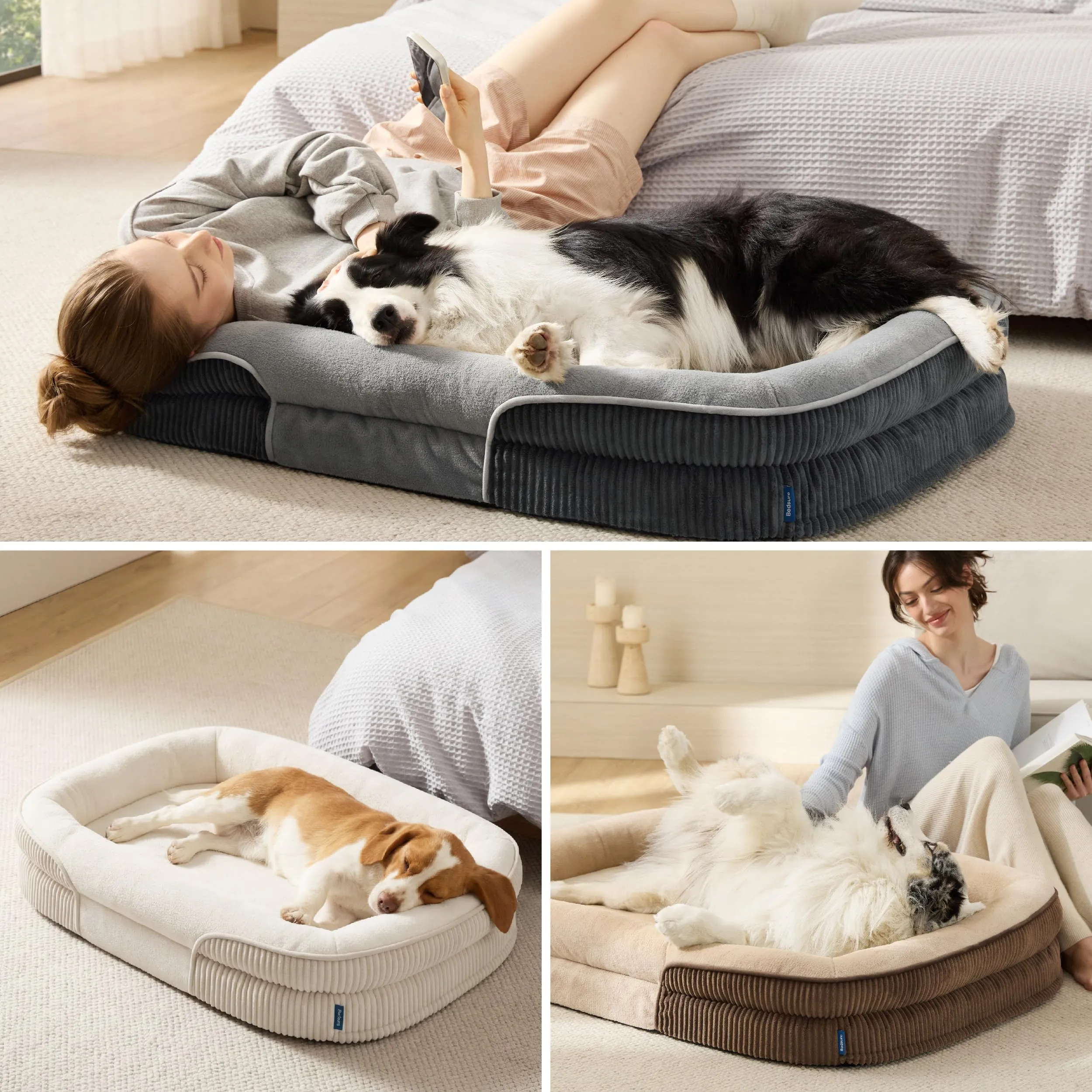 Bedsure Cuccia Ortopedica per Cane di Grande Taglia, 89x64x18cm, Marrone - immagine 5