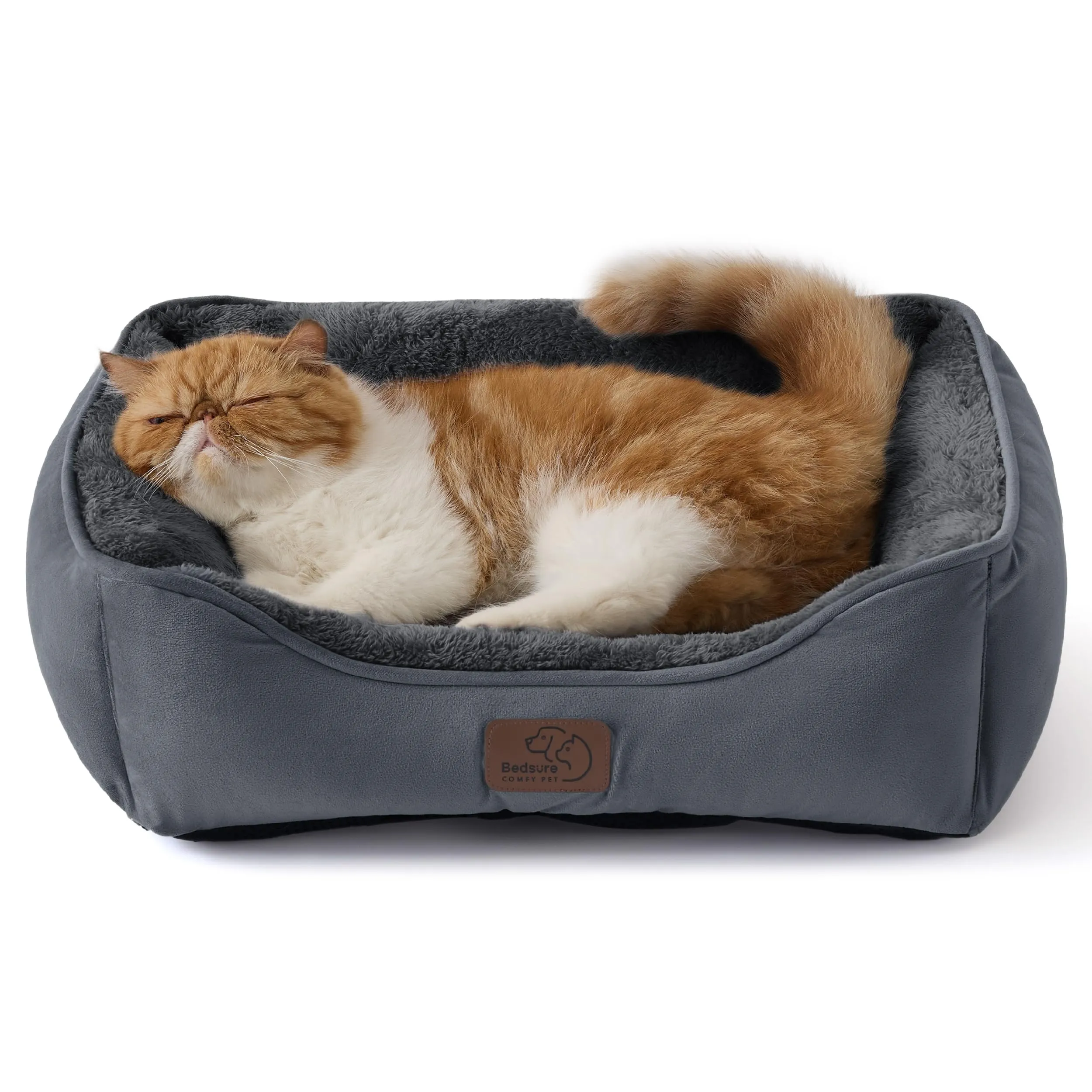 Bedsure Cuccia Rettangolare per Cani e Gatti, 51x41 cm, Lavabile con Fondo Antiscivolo, Grigio scuro - immagine 1