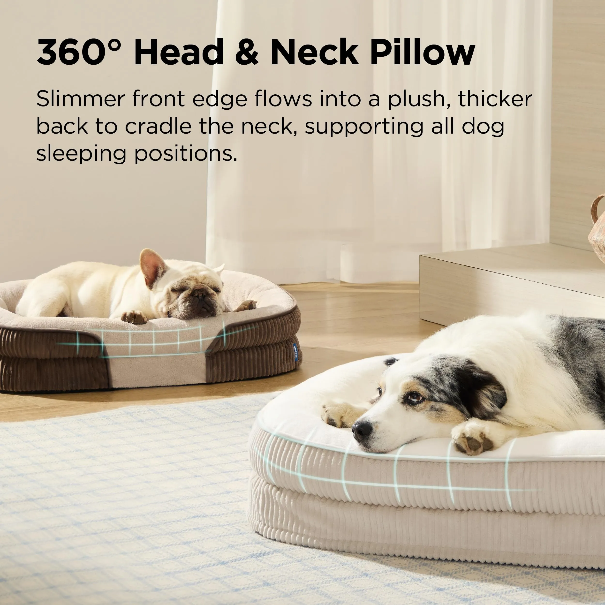 Bedsure Cuccia Ortopedica per Cane XL, 114x81x18cm, Crema - immagine 2