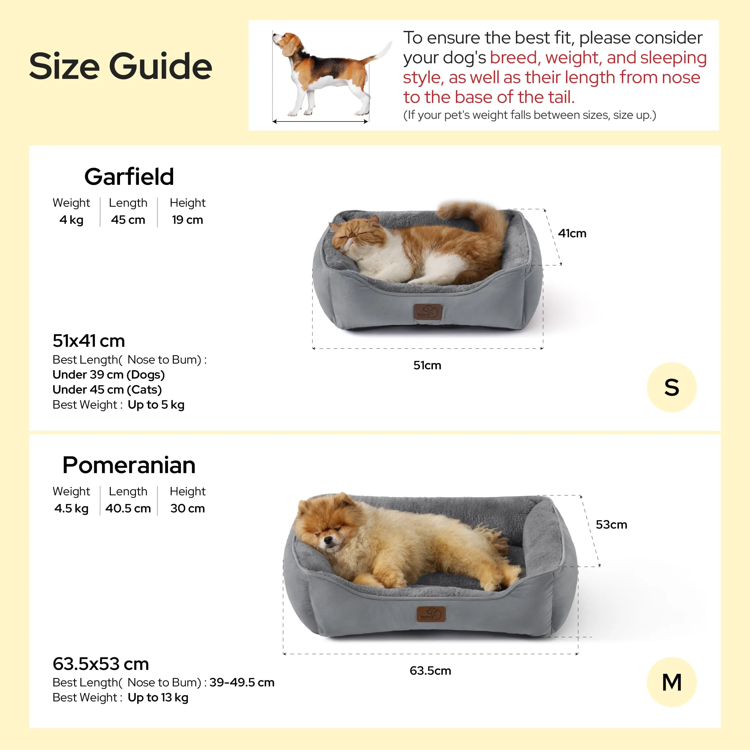 Bedsure Cuccia Rettangolare per Cani e Gatti, 51x41 cm, Lavabile con Fondo Antiscivolo, Cammello - immagine 7