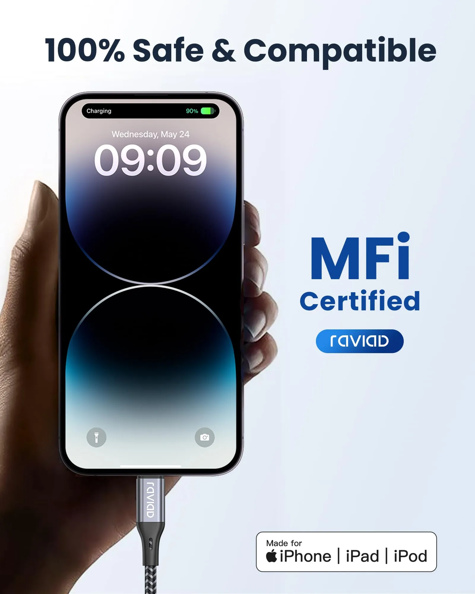 RAVIAD Cavo USB-C a Lightning per iPhone, MFi Certificato, 3M, 2 Pezzi - immagine 3