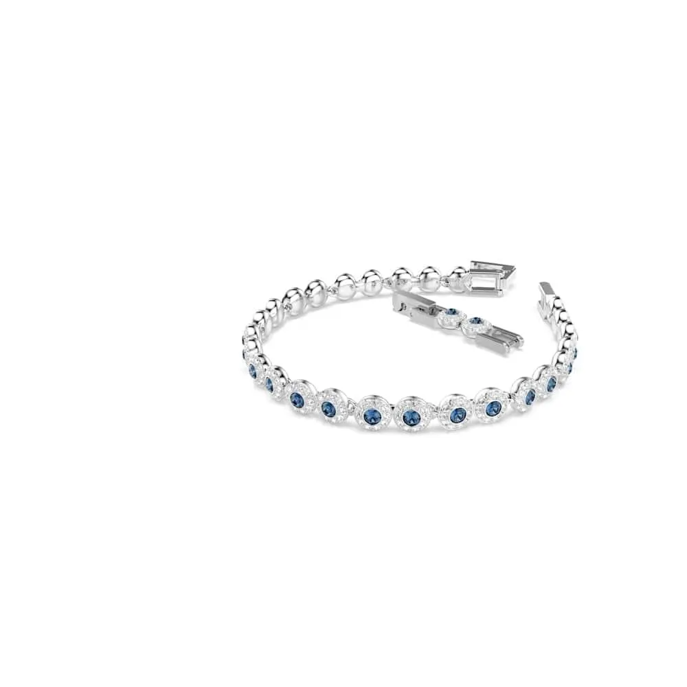 Swarovski Una Angelic Bracciale Tennis, Cristalli Blu Taglio Round, Placcatura Rodio, 16,5-19 cm - immagine 3