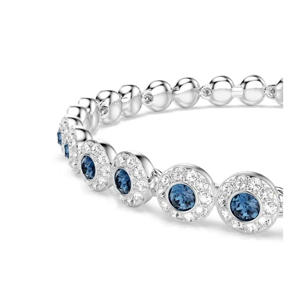 Swarovski Una Angelic Bracciale Tennis, Cristalli Blu Taglio Round, Placcatura Rodio, 16,5-19 cm - immagine 5