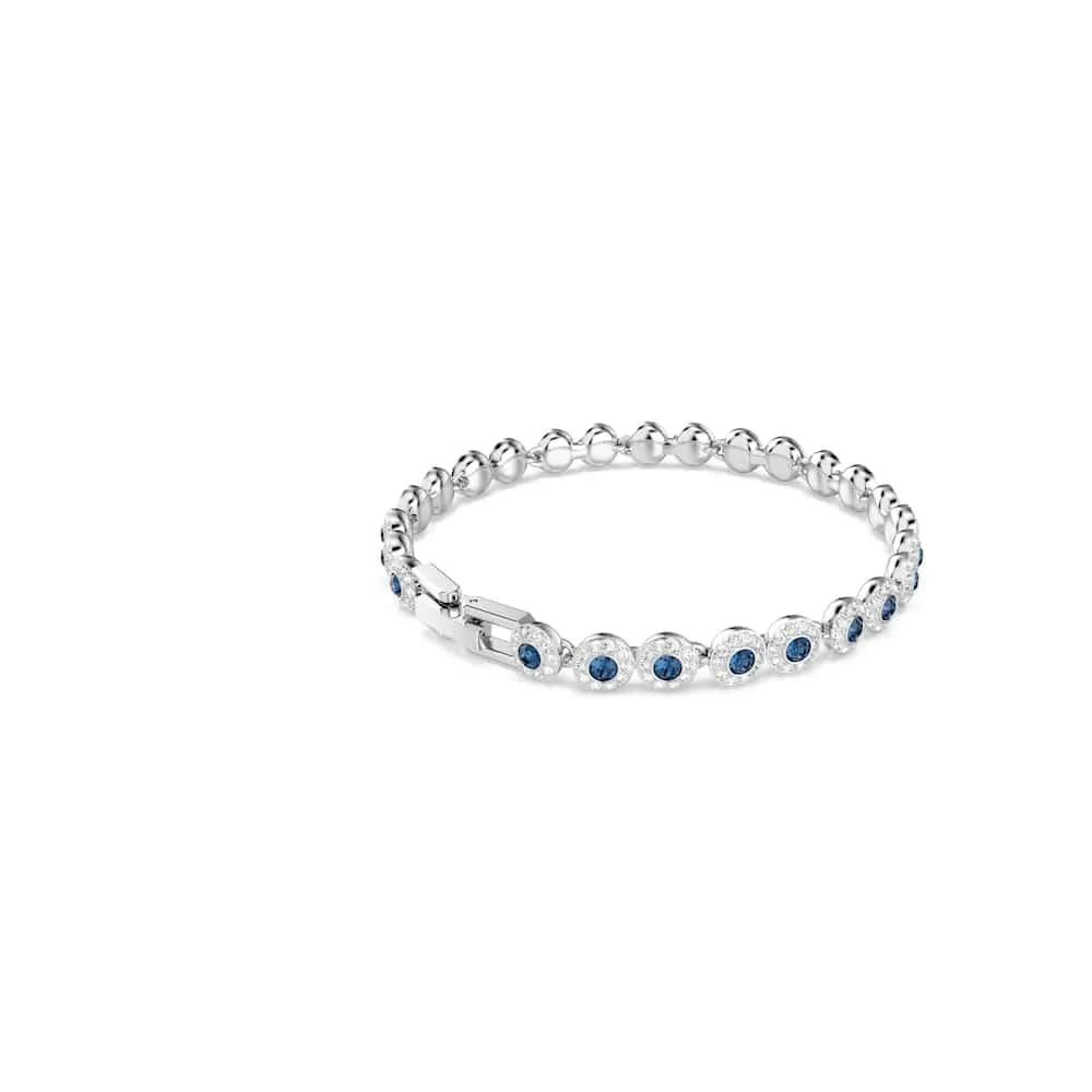 Swarovski Una Angelic Bracciale Tennis, Cristalli Blu Taglio Round, Placcatura Rodio, 16,5-19 cm - immagine 6