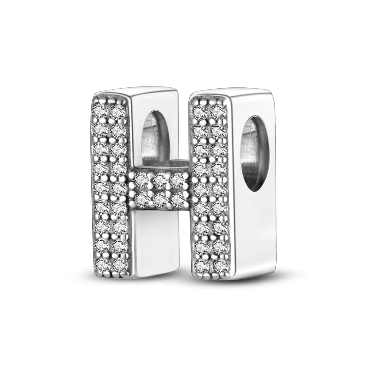 KUNSIR Bead Charm in Argento Sterling 925 Lettere con Cubic Zirconia per Braccialetti e Collane Europei - immagine 1